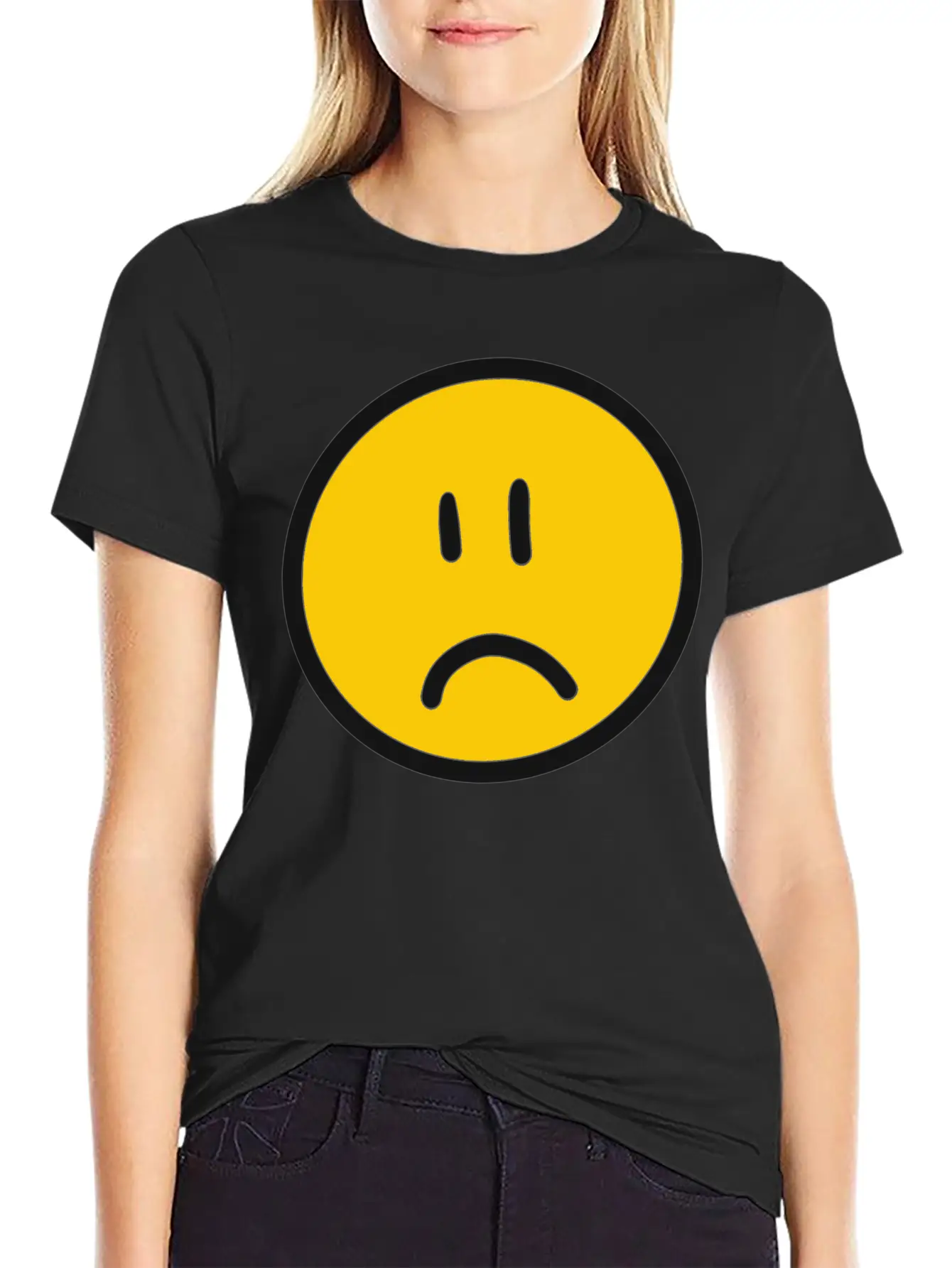 Sad Face Unisex Short Sleeve Soft Cotton T-Shirt – Casual Everyday Wear