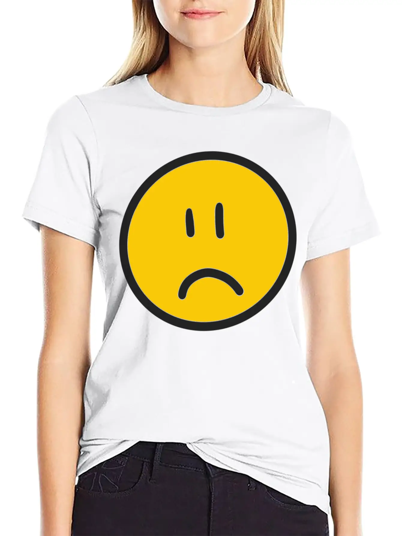 Sad Face Unisex Short Sleeve Soft Cotton T-Shirt – Casual Everyday Wear