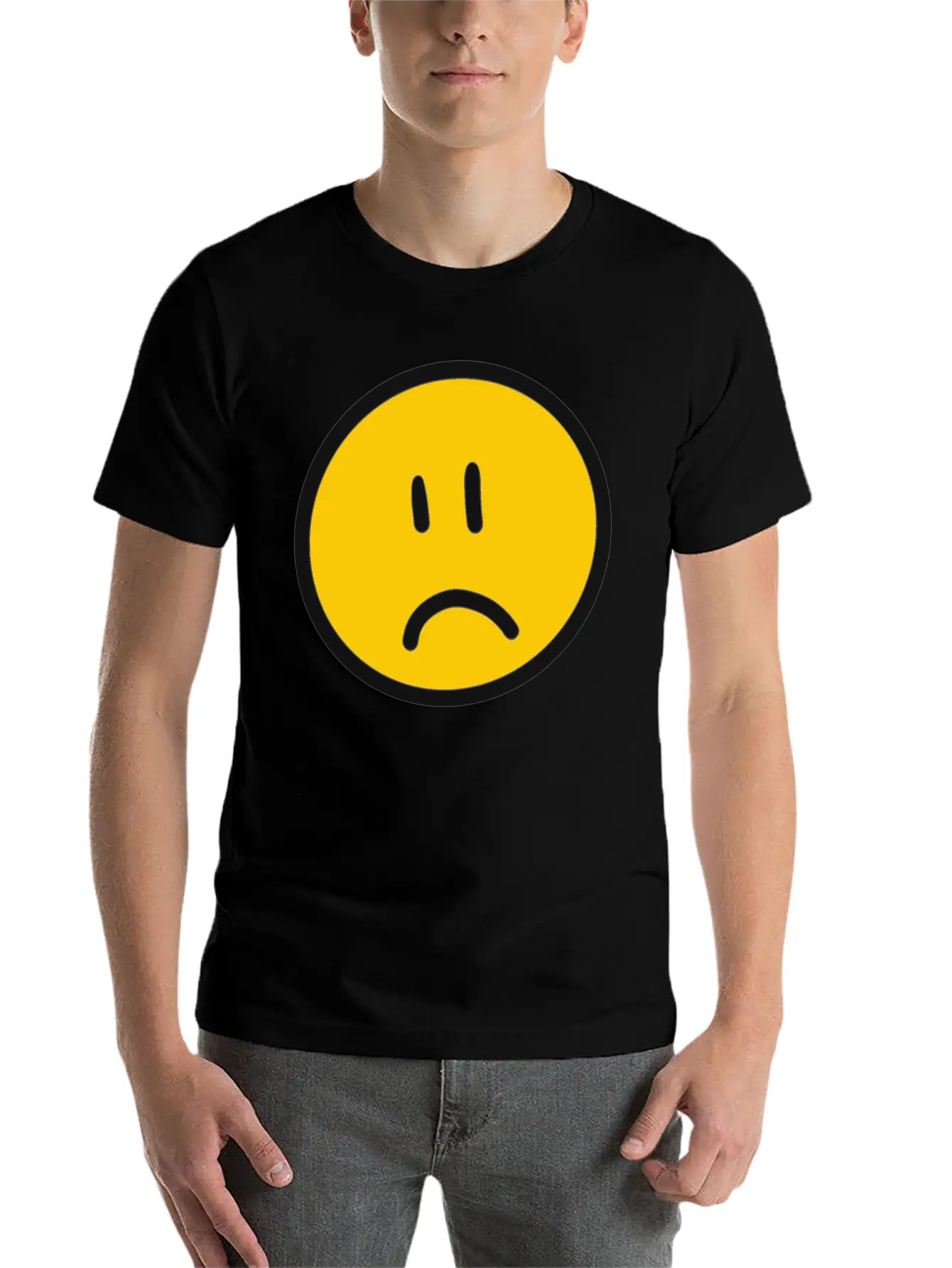 Sad Face Unisex Short Sleeve Soft Cotton T-Shirt – Casual Everyday Wear