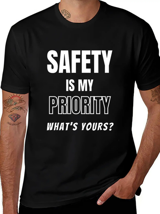 Safety Is My Priority, What's Yours? Safety Slogan Timeless Short Sleeve Tee – Comfy And Minimalist Design