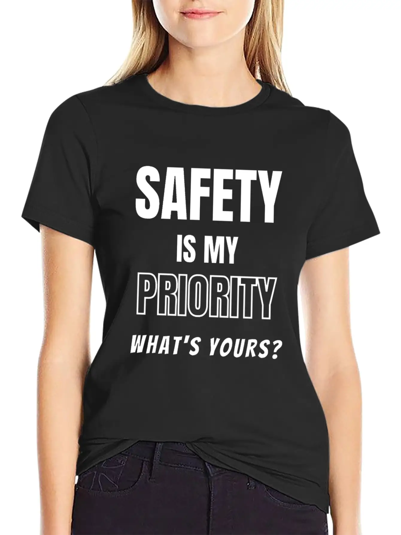 Safety Is My Priority, What's Yours? Safety Slogan Timeless Short Sleeve Tee – Comfy And Minimalist Design