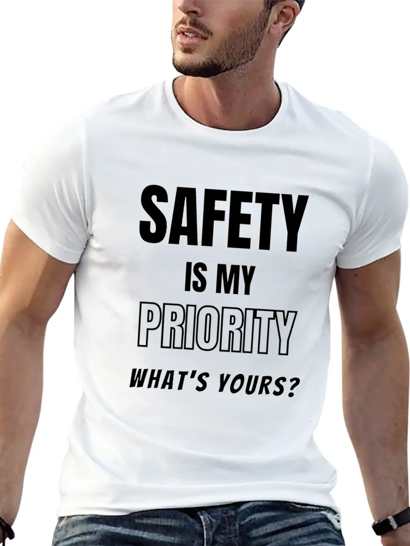 Safety Is My Priority, What's Yours? Safety Slogan Timeless Short Sleeve Tee – Comfy And Minimalist Design
