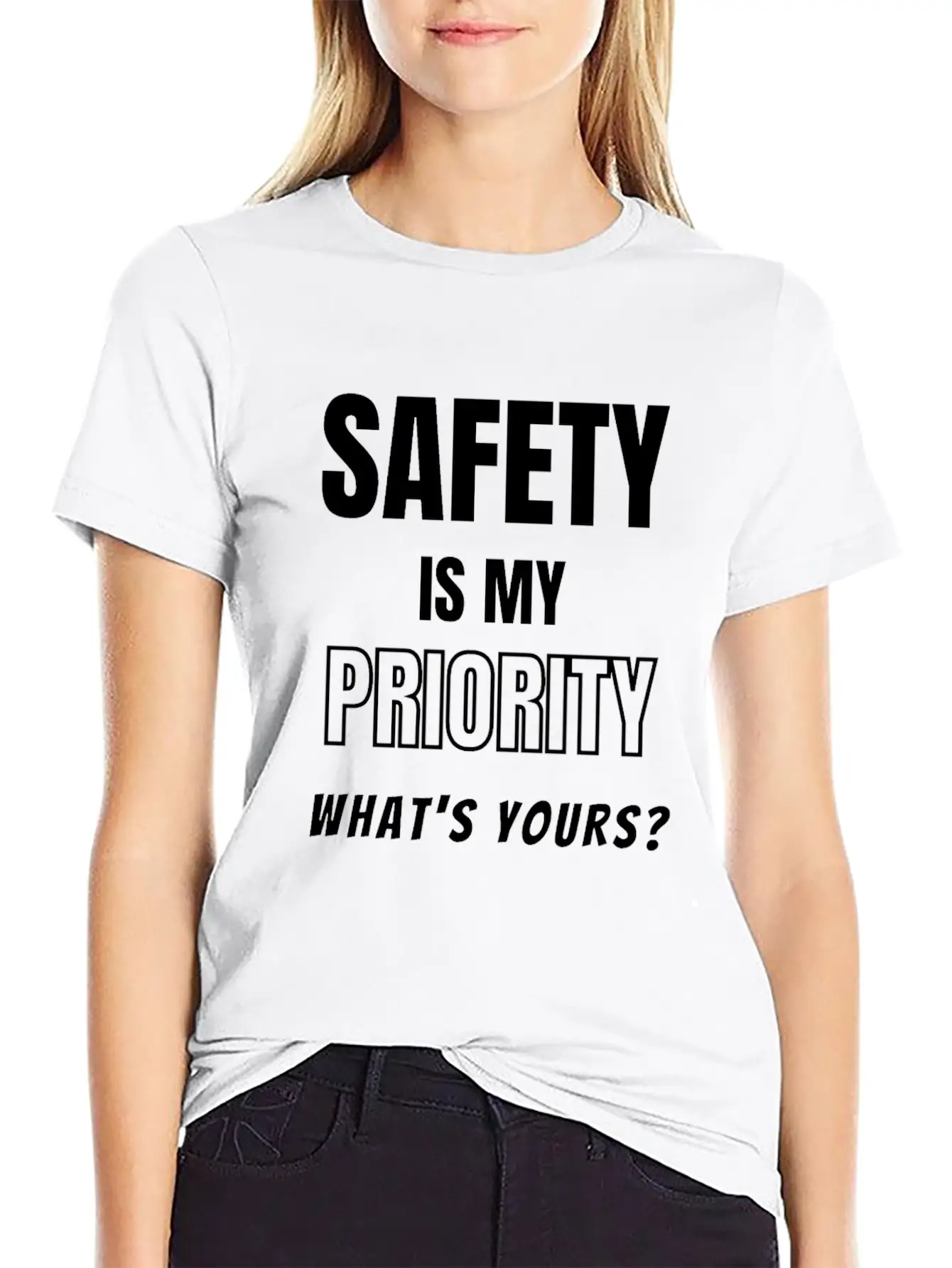 Safety Is My Priority, What's Yours? Safety Slogan Timeless Short Sleeve Tee – Comfy And Minimalist Design