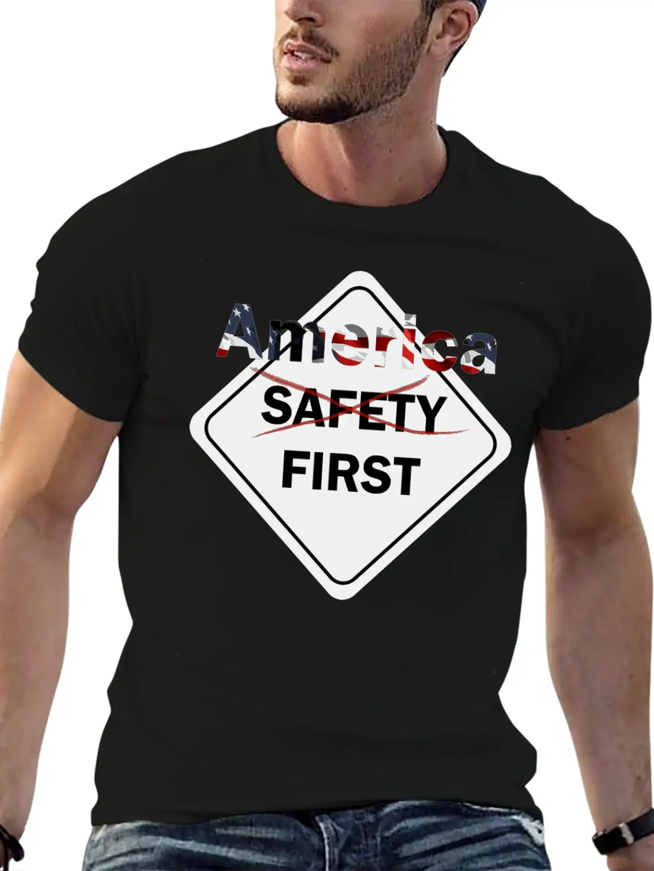 Safety Umm America First Grey Timeless Short Sleeve Tee – Comfy And Minimalist Design