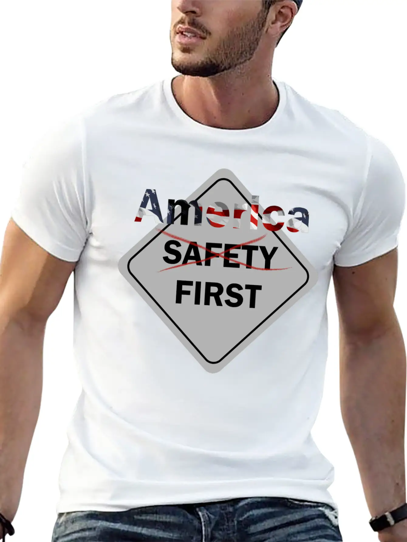Safety Umm America First Grey Timeless Short Sleeve Tee – Comfy And Minimalist Design