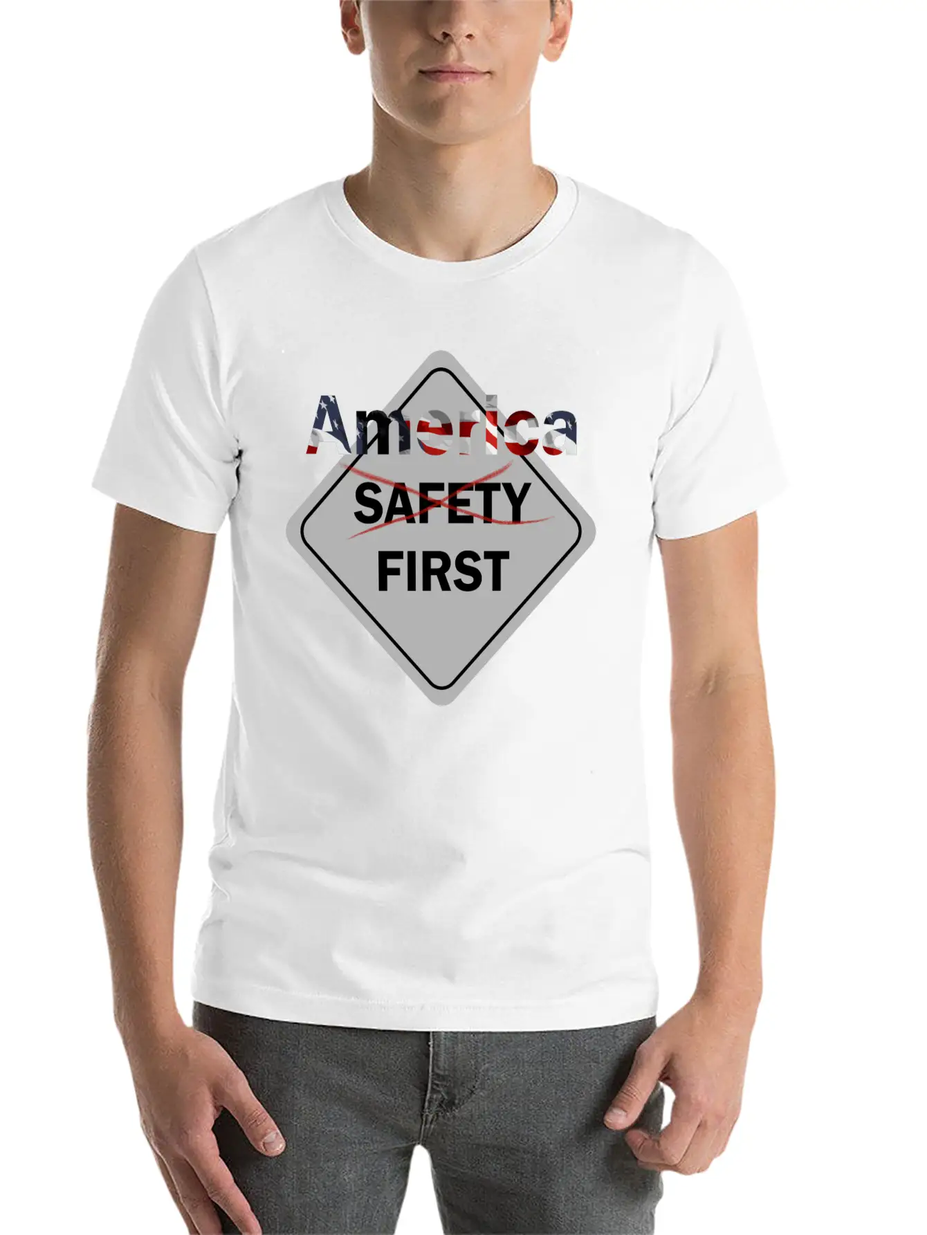 Safety Umm America First Grey Timeless Short Sleeve Tee – Comfy And Minimalist Design