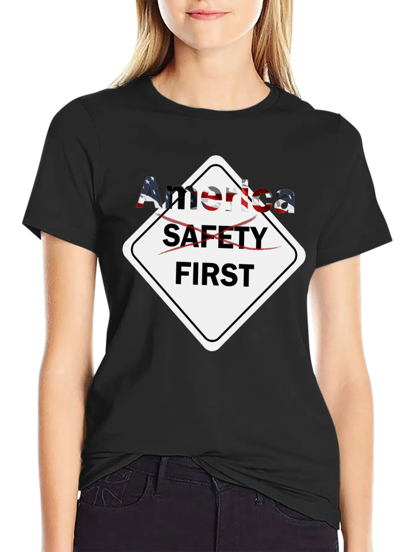 Safety Umm America First Grey Timeless Short Sleeve Tee – Comfy And Minimalist Design