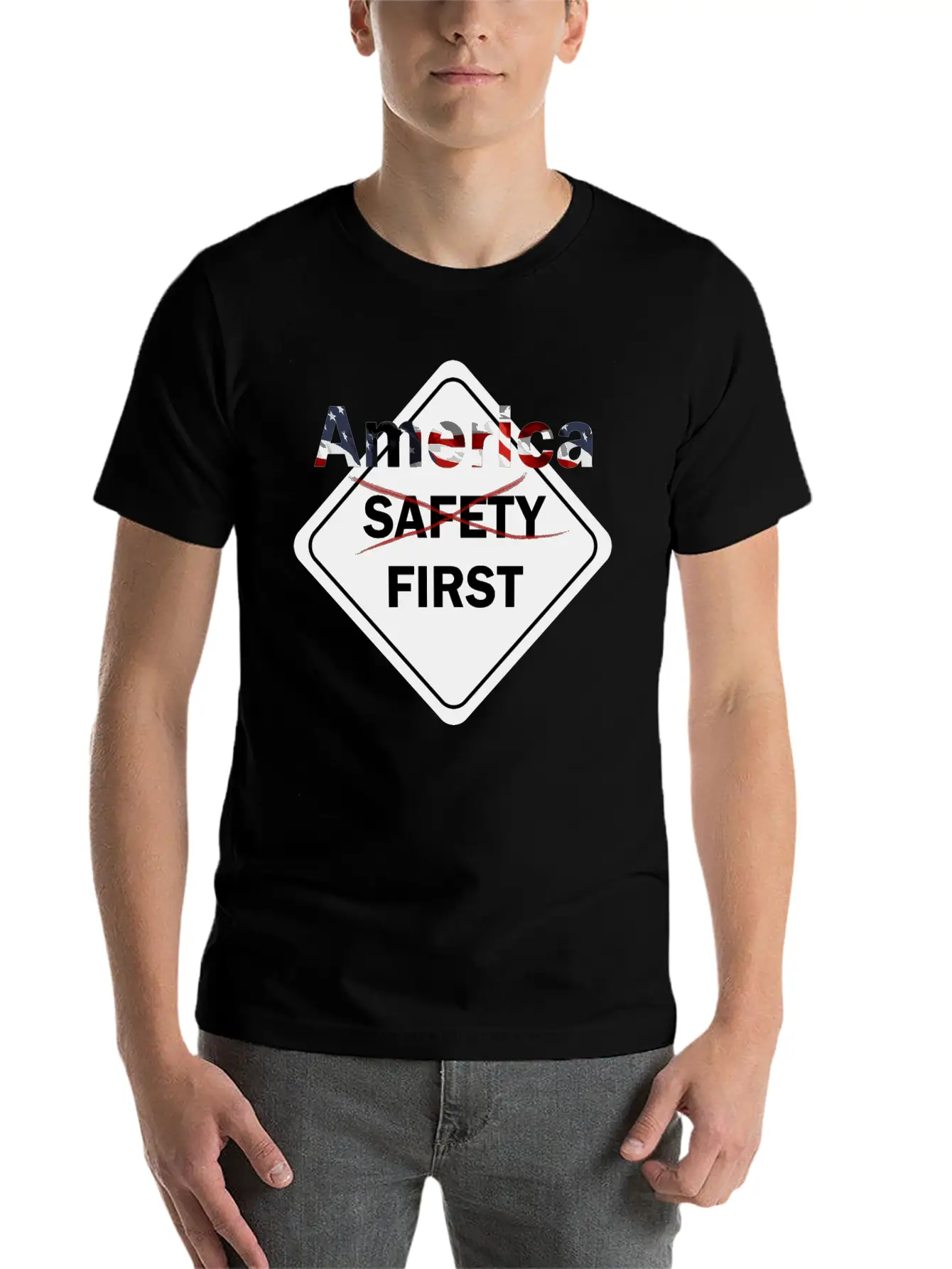 Safety Umm America First Grey Timeless Short Sleeve Tee – Comfy And Minimalist Design