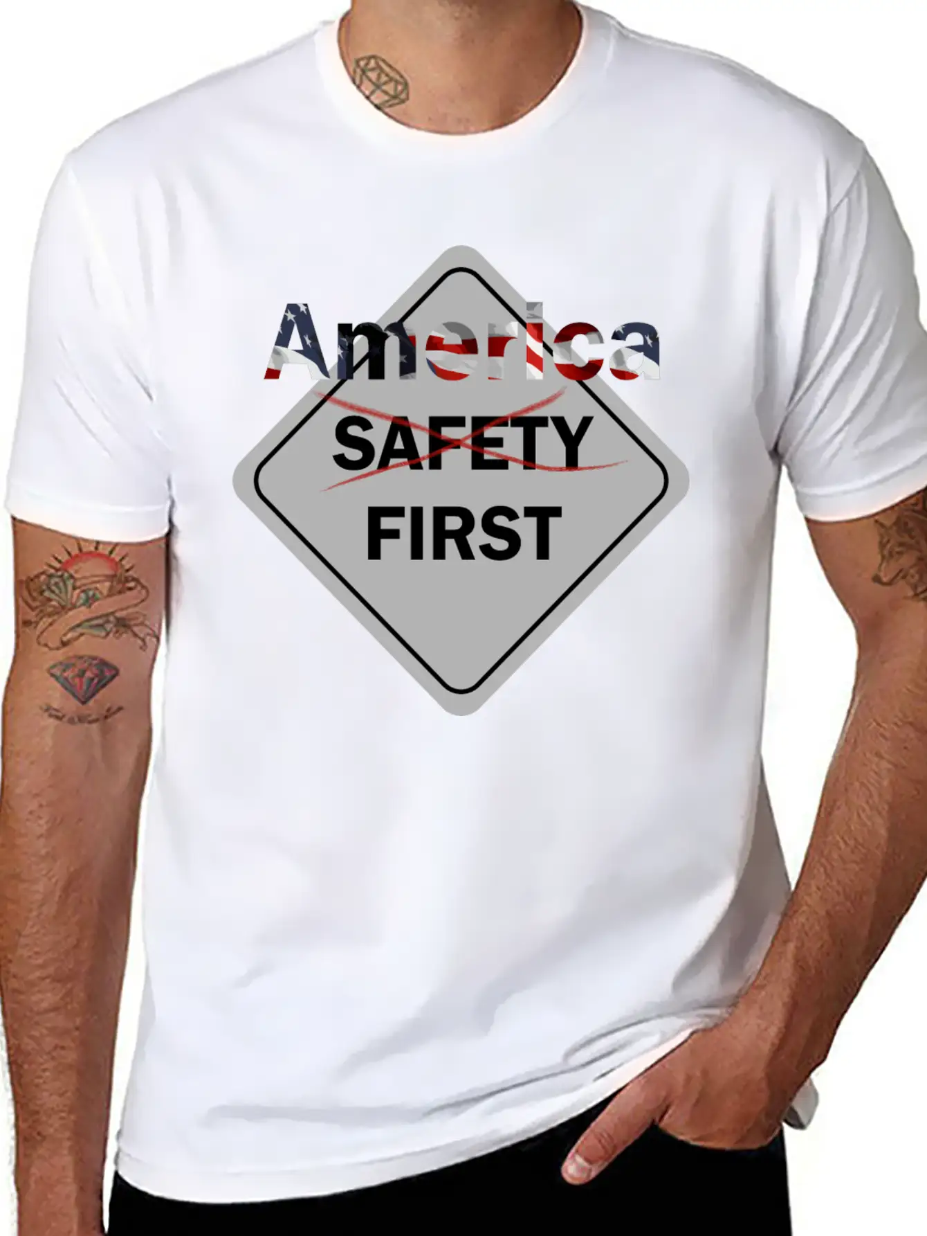 Safety Umm America First Grey Timeless Short Sleeve Tee – Comfy And Minimalist Design