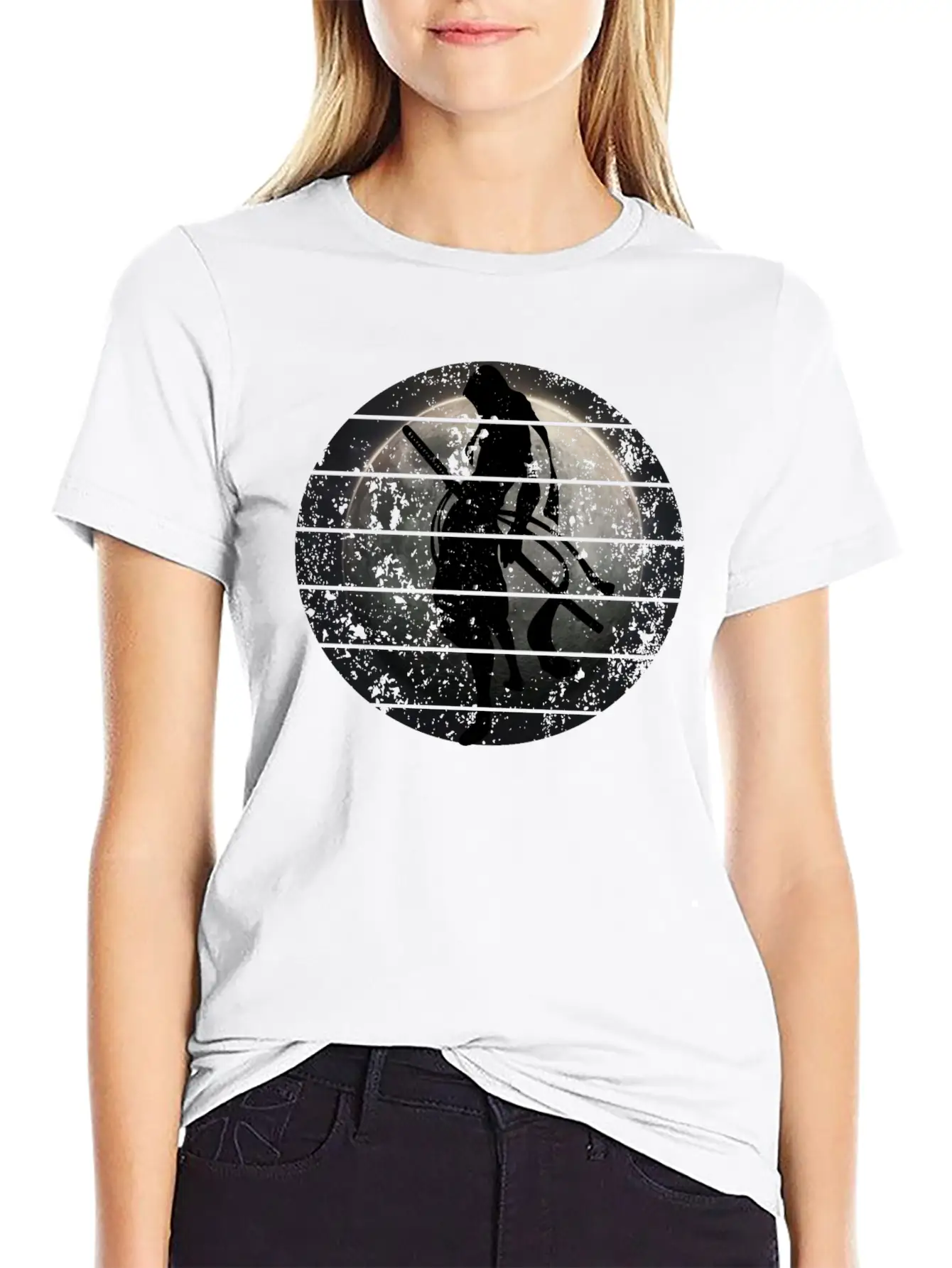 Samurai - Moon Stylish Everyday T-Shirt – Unisex Basic Cotton Tee