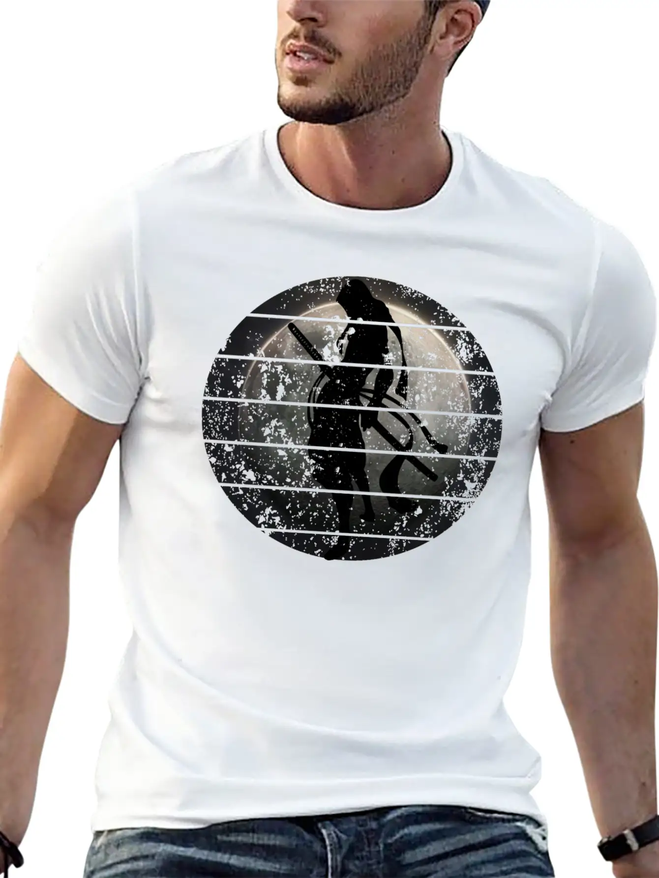 Samurai - Moon Stylish Everyday T-Shirt – Unisex Basic Cotton Tee