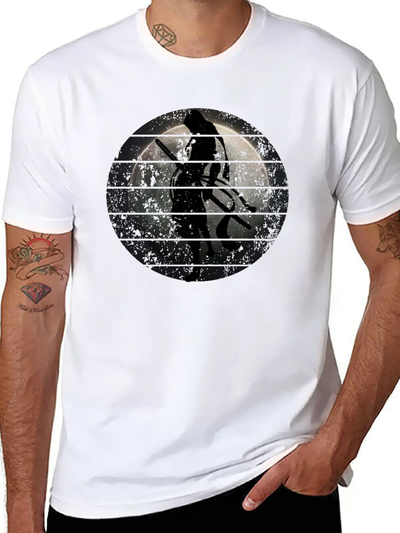Samurai - Moon Stylish Everyday T-Shirt – Unisex Basic Cotton Tee