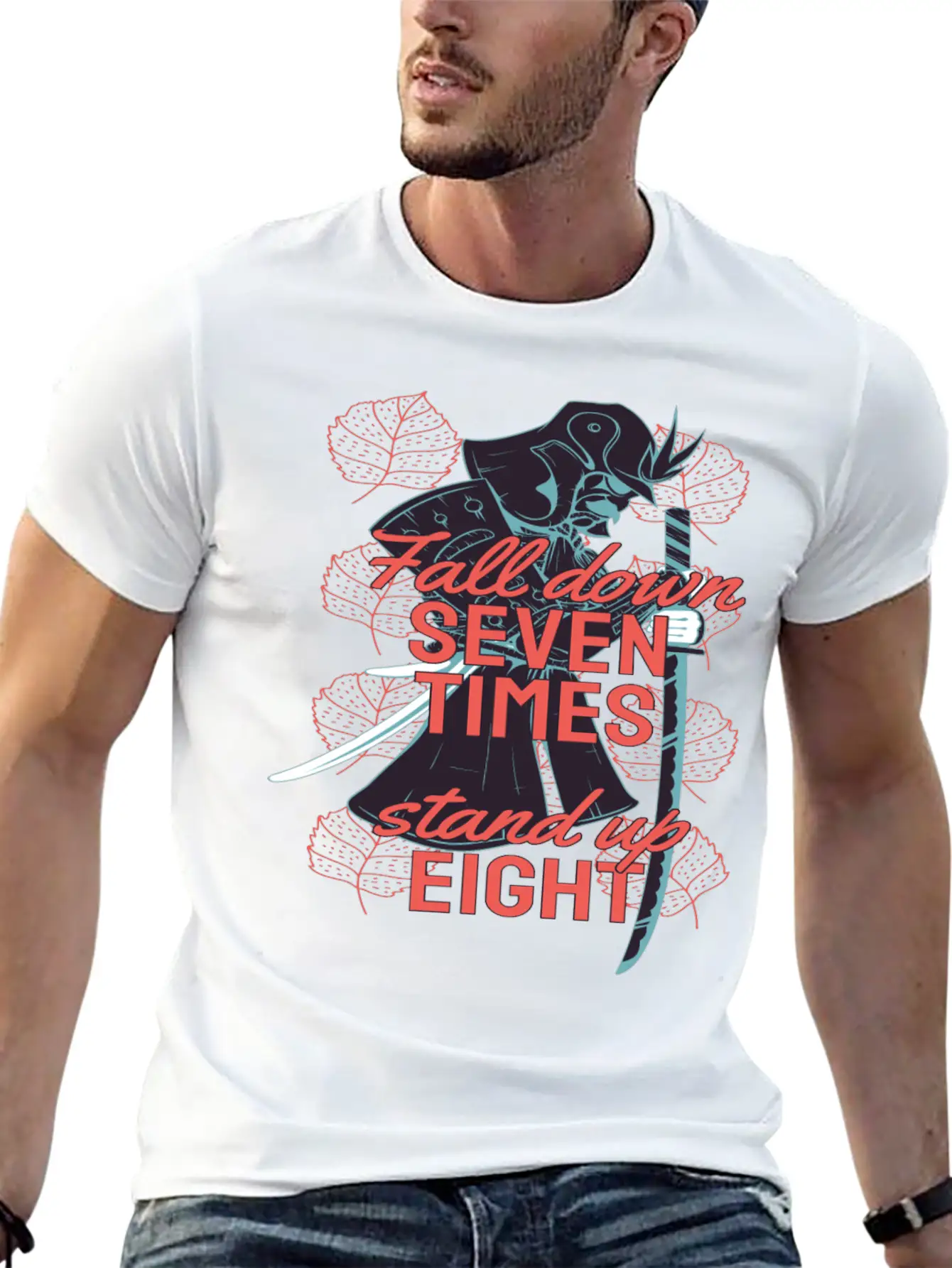 Samurai Wisdom Quote On Resilience - Never Give Up Stylish Everyday T-Shirt – Unisex Basic Cotton Tee