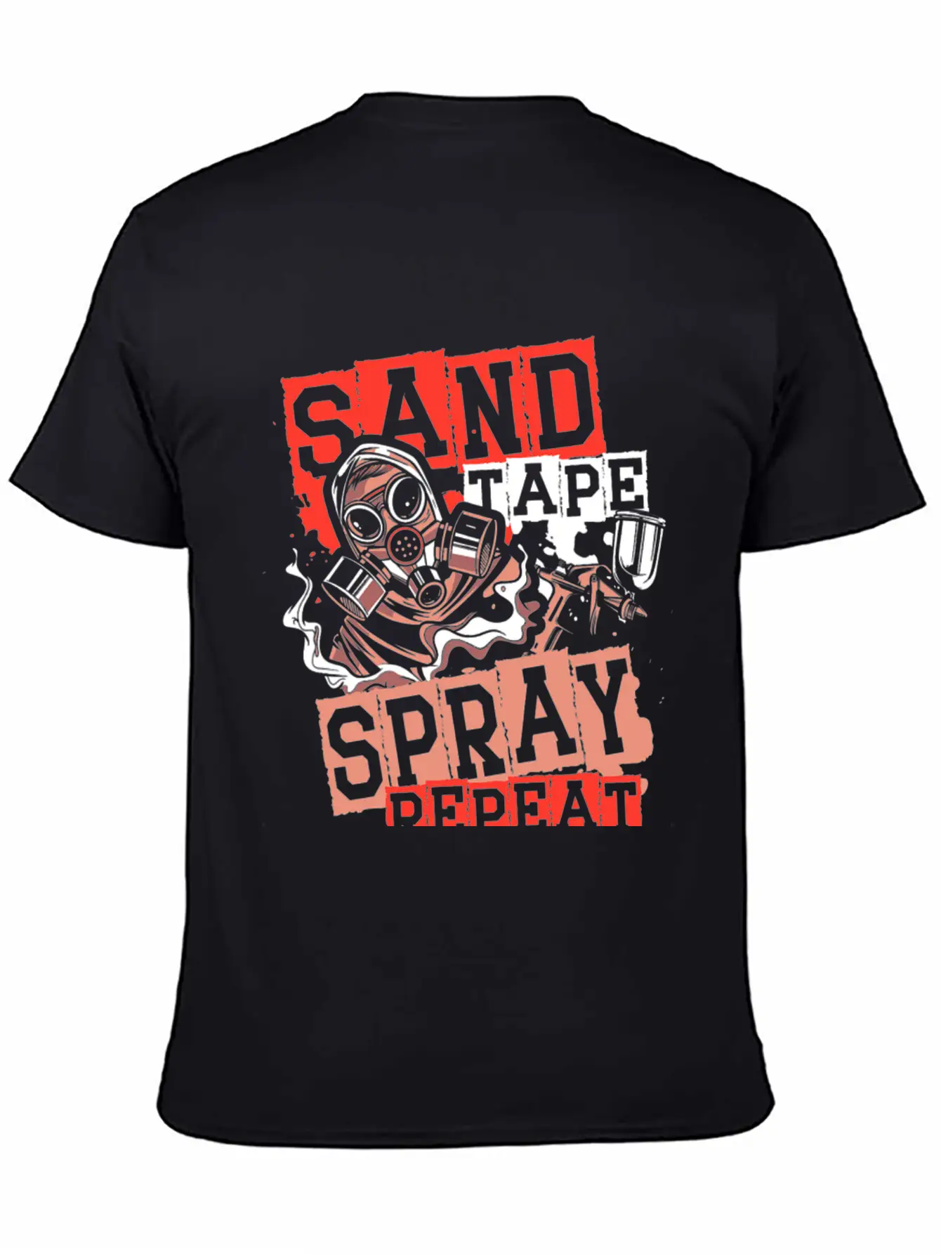 Sand Tape Spray Repeat Auto Body Painter Auto Deta Timeless Short Sleeve Tee – Comfy And Minimalist Design