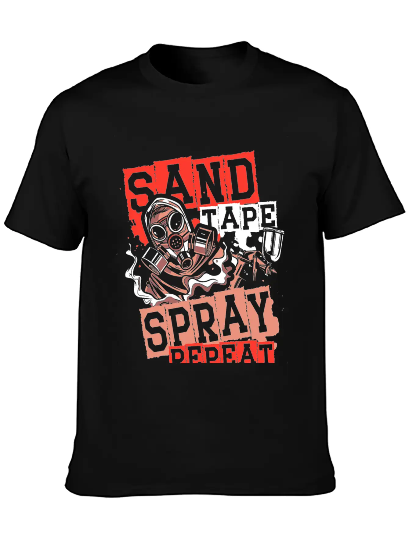 Sand Tape Spray Repeat Auto Body Painter Auto Deta Timeless Short Sleeve Tee – Comfy And Minimalist Design