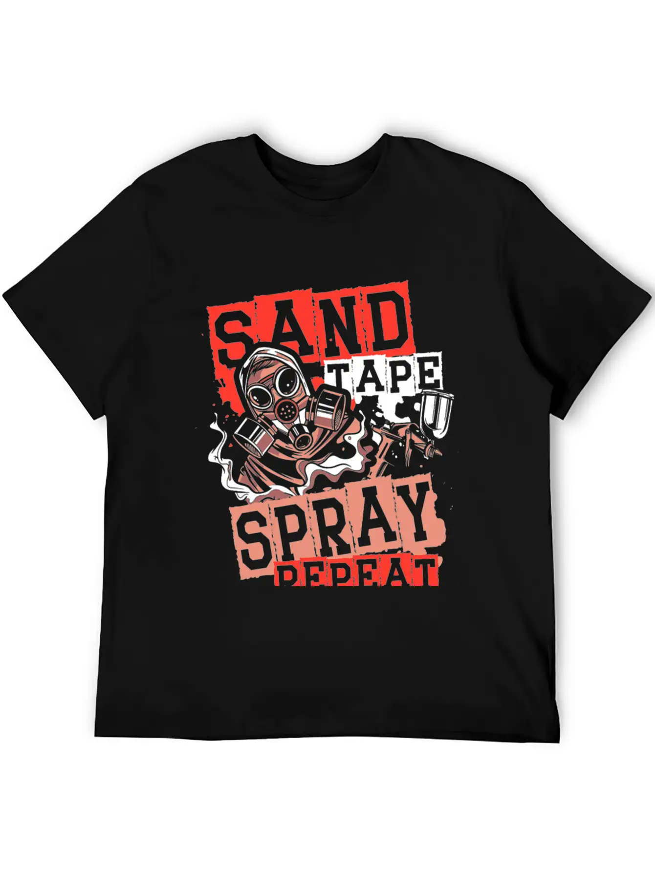 Sand Tape Spray Repeat Auto Body Painter Auto Deta Timeless Short Sleeve Tee – Comfy And Minimalist Design