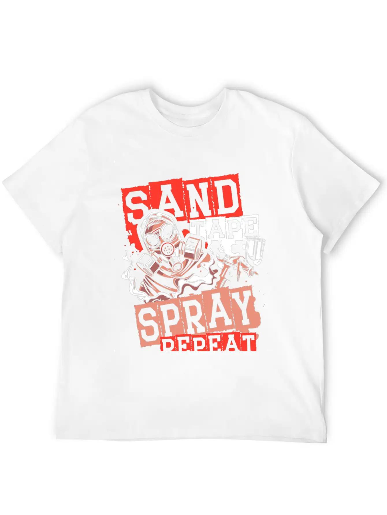 Sand Tape Spray Repeat Auto Body Painter Auto Deta Timeless Short Sleeve Tee – Comfy And Minimalist Design