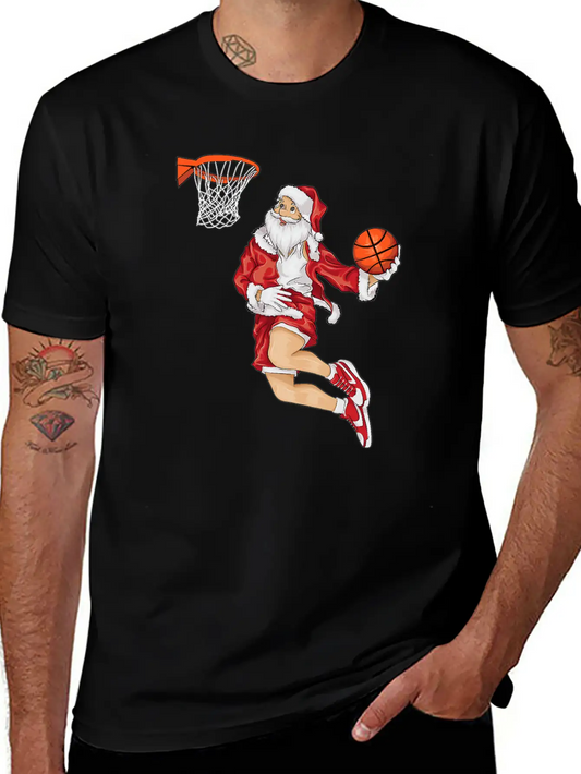 Santa Basketball Dunk Christmas Winter Athlete Gif Essential Unisex Summer Tee – Soft Cotton Casual Fit