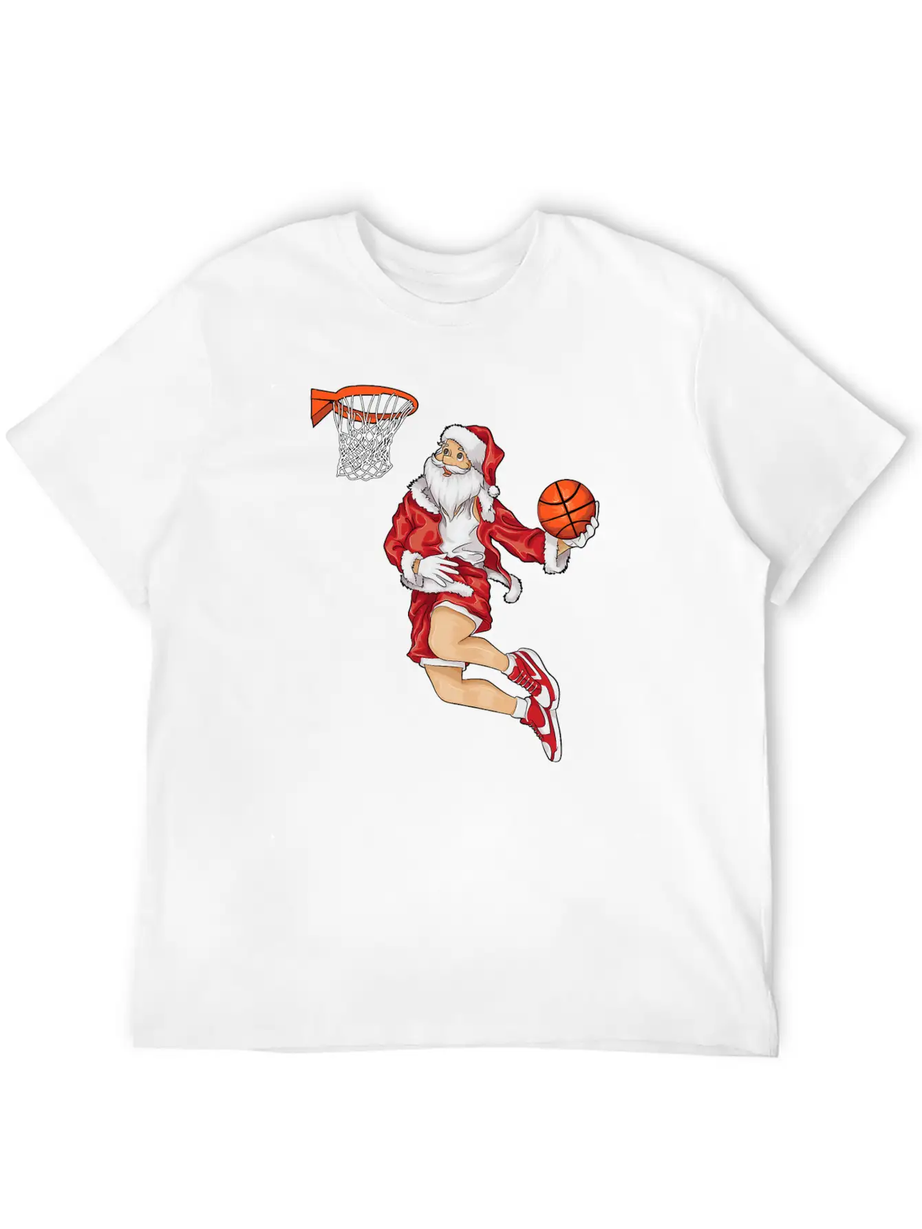 Santa Basketball Dunk Christmas Winter Athlete Gif Essential Unisex Summer Tee – Soft Cotton Casual Fit