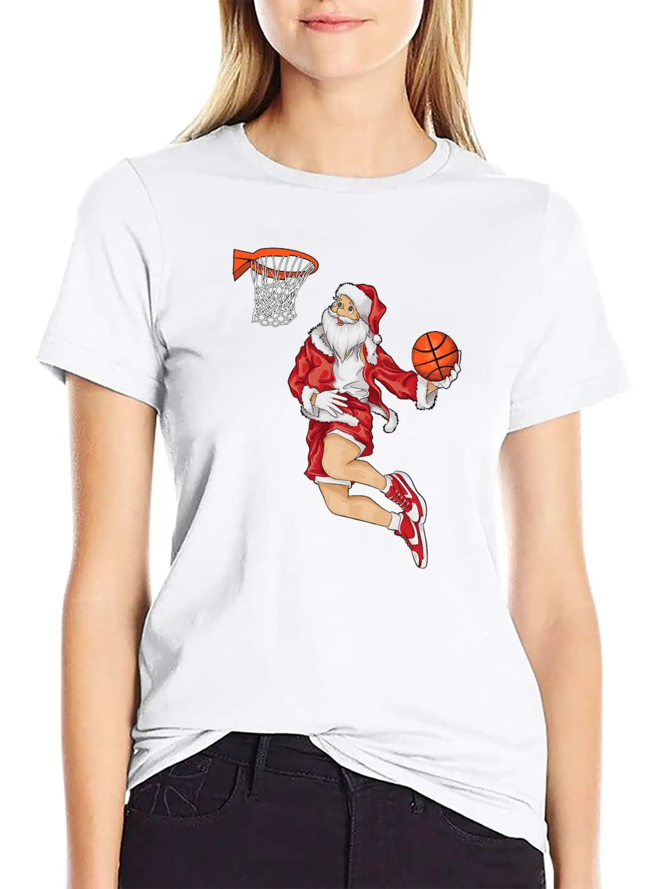 Santa Basketball Dunk Christmas Winter Athlete Gif Essential Unisex Summer Tee – Soft Cotton Casual Fit