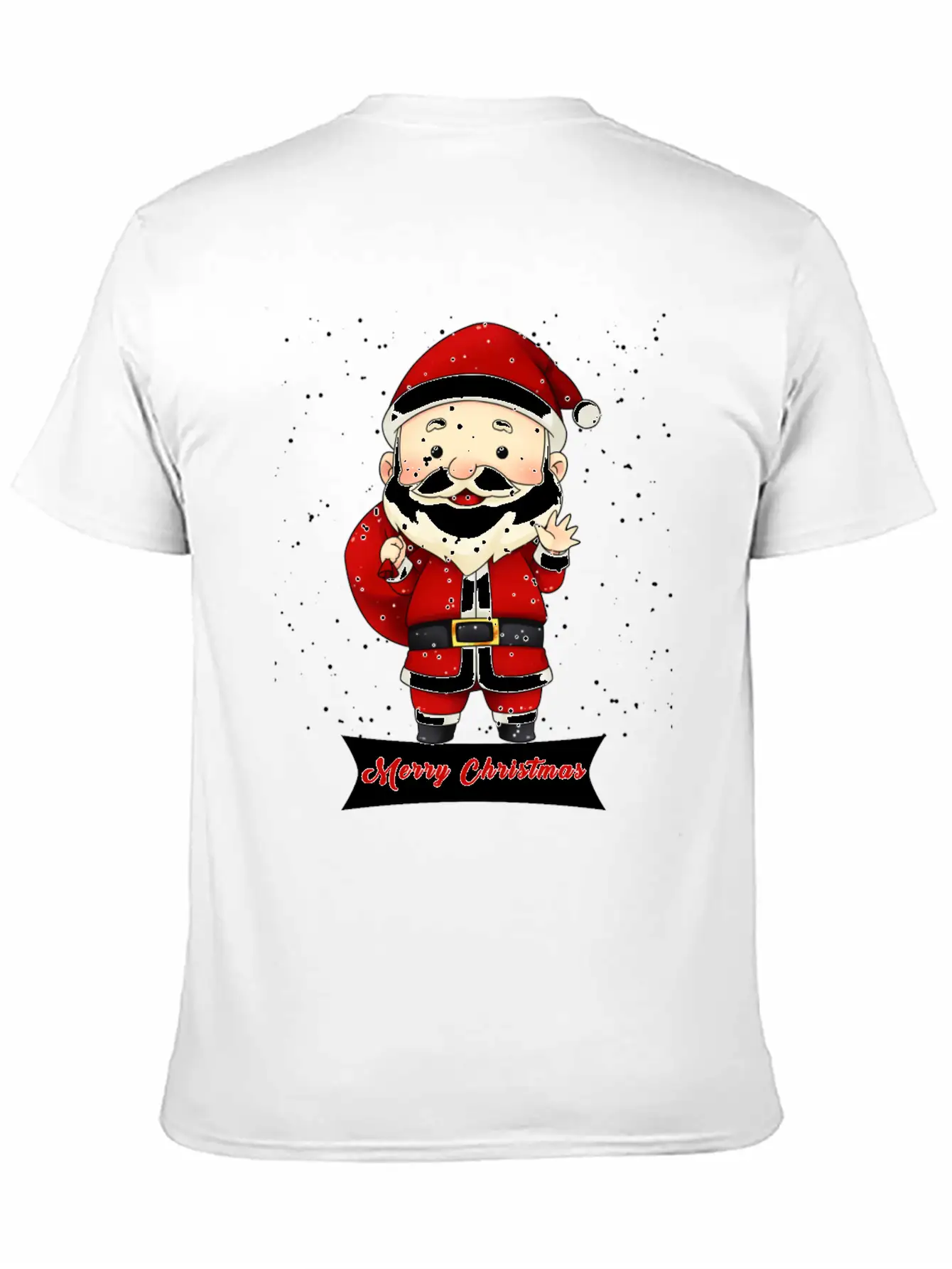 Santa Claus Snow Falling Merry Christmas Holiday Unisex Short Sleeve Soft Cotton T-Shirt – Casual Everyday Wear