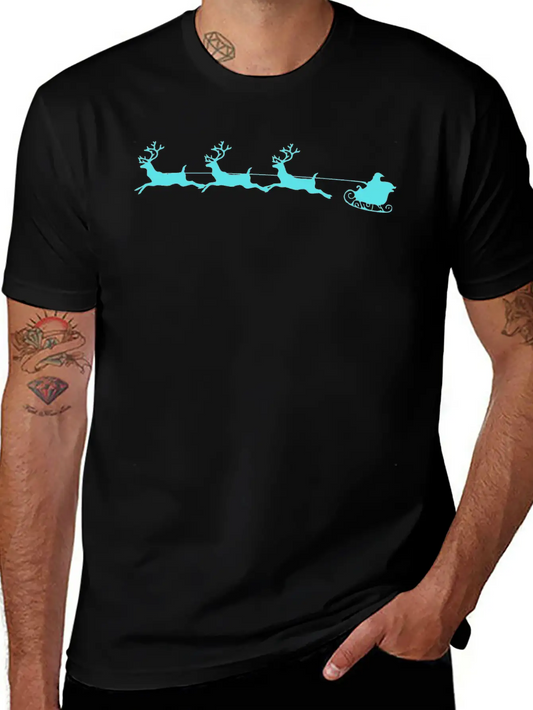 Santa Sleigh And Reindeer Stylish Everyday T-Shirt – Unisex Basic Cotton Tee