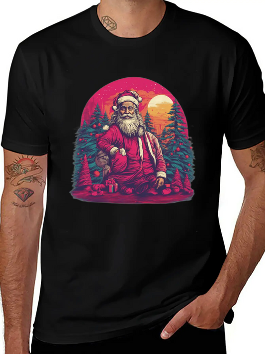 Santa's Surreal Symphony: Festive Impressionism In Essential Unisex Summer Tee – Soft Cotton Casual Fit