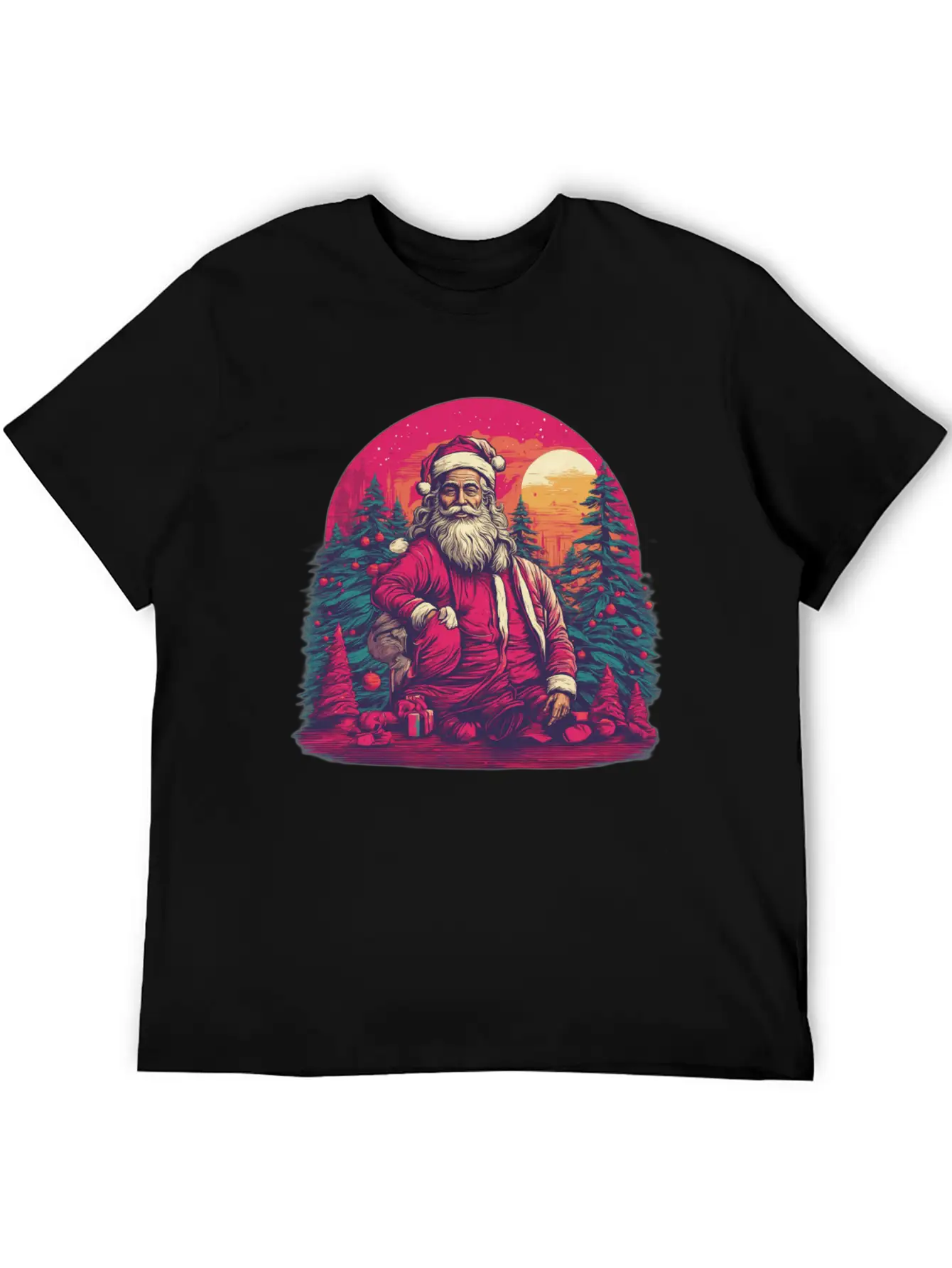 Santa's Surreal Symphony: Festive Impressionism In Essential Unisex Summer Tee – Soft Cotton Casual Fit