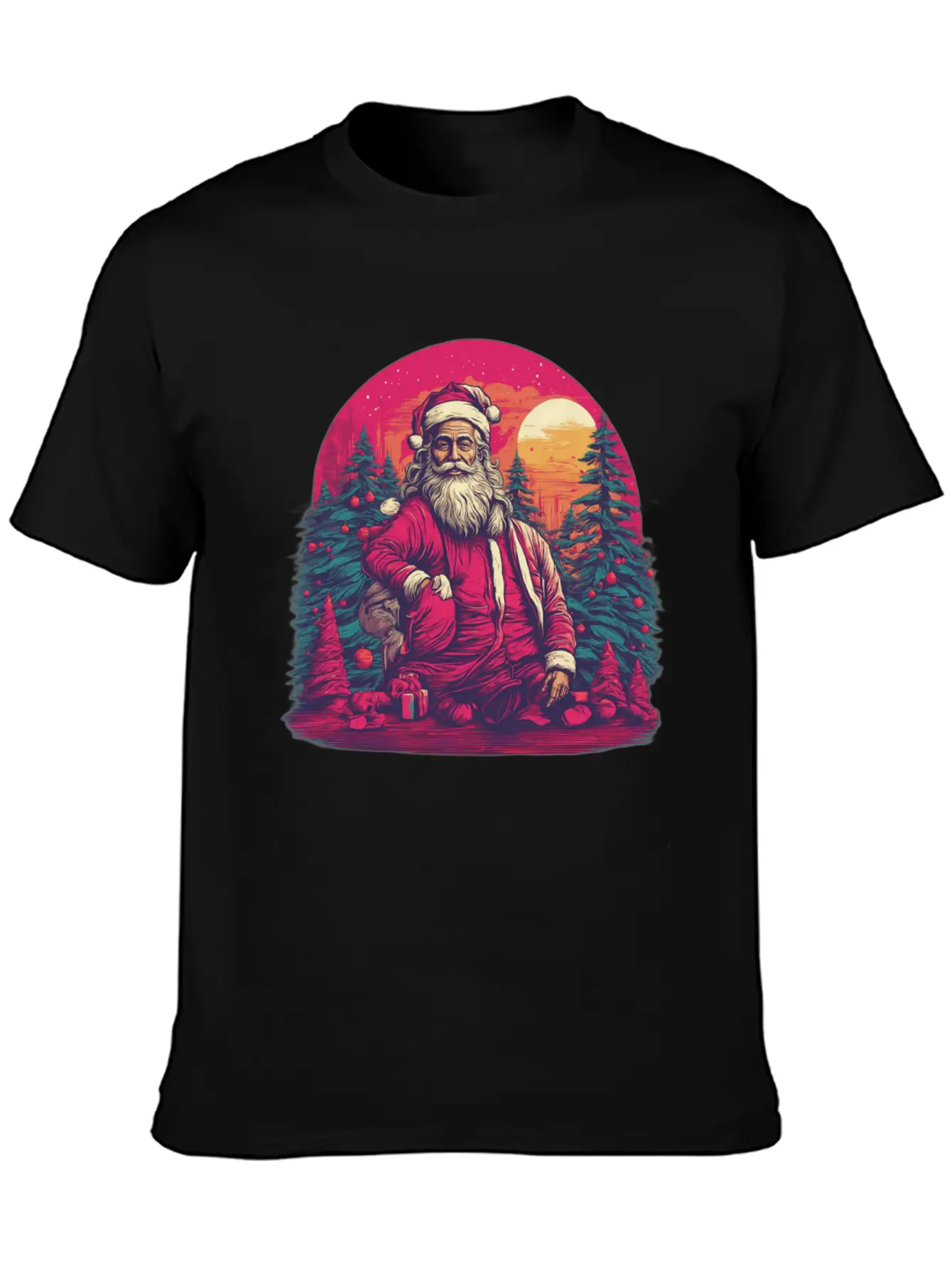 Santa's Surreal Symphony: Festive Impressionism In Essential Unisex Summer Tee – Soft Cotton Casual Fit