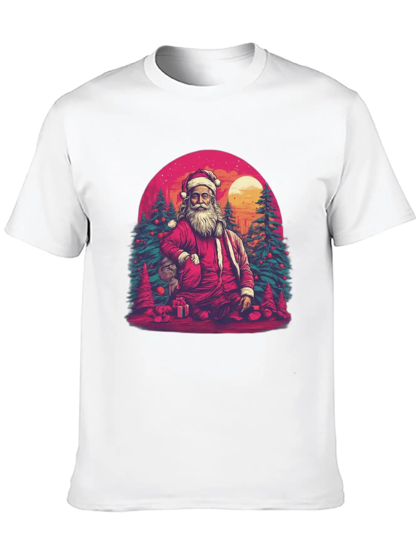 Santa's Surreal Symphony: Festive Impressionism In Essential Unisex Summer Tee – Soft Cotton Casual Fit