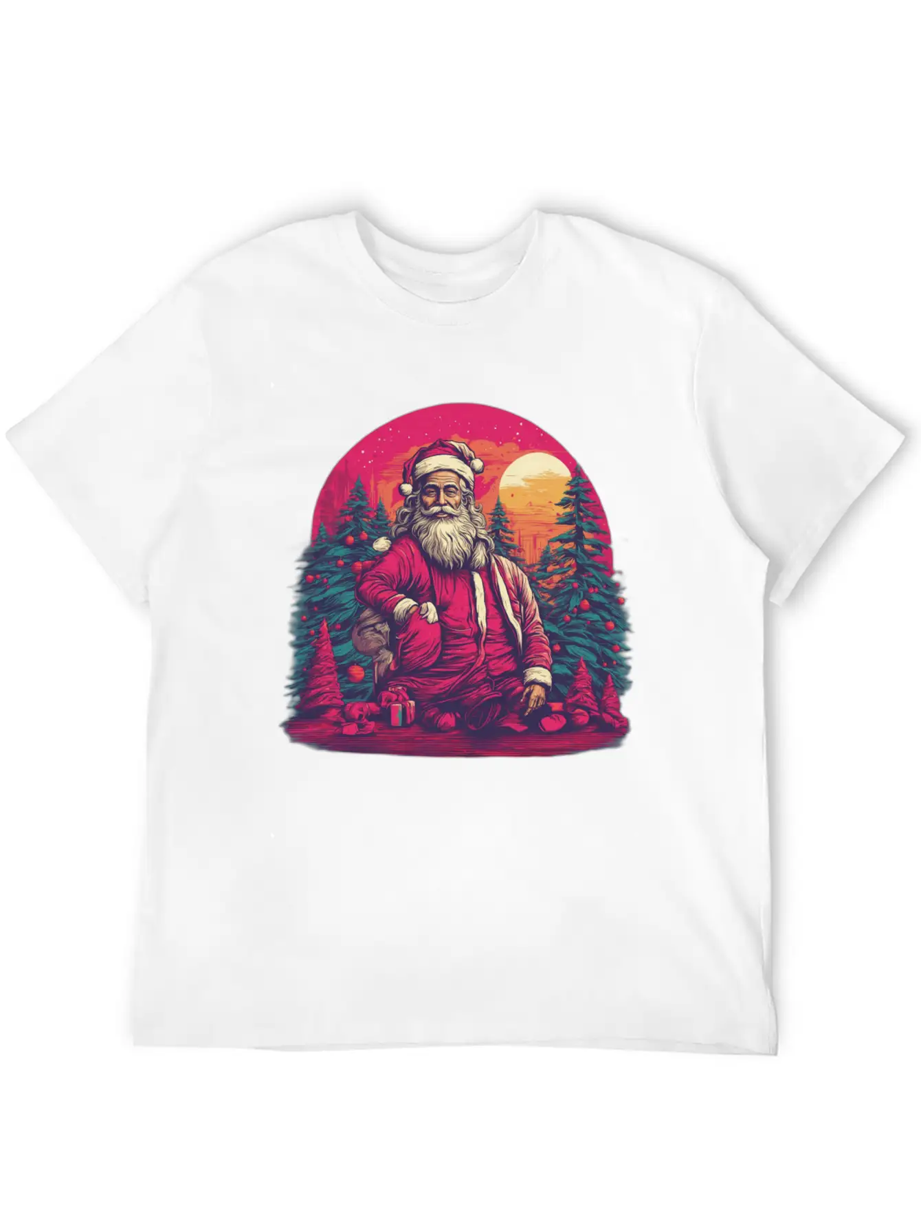 Santa's Surreal Symphony: Festive Impressionism In Essential Unisex Summer Tee – Soft Cotton Casual Fit