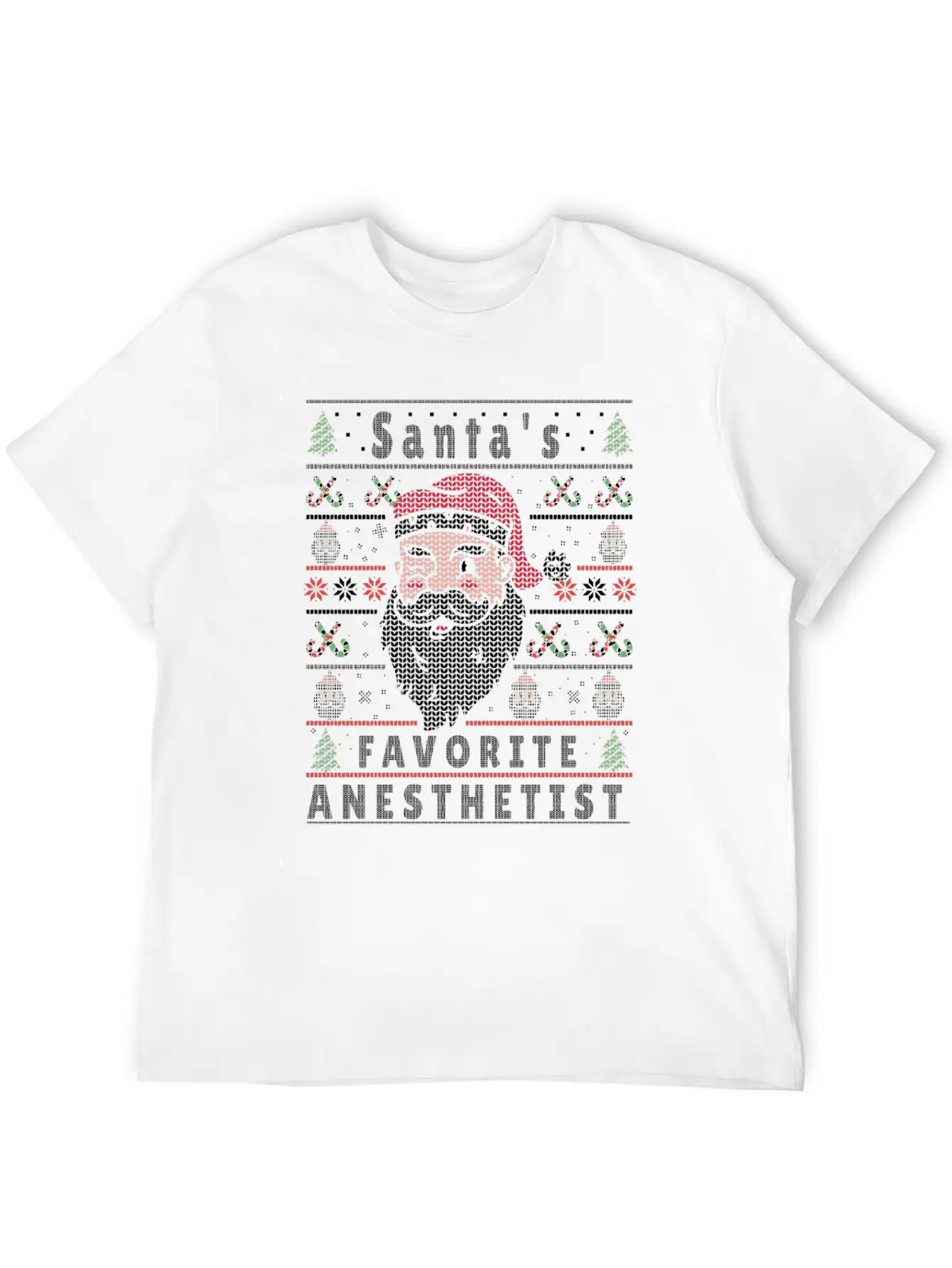 Santas XMAS Ugly Christmas Anesthetist Basic Graphic T-Shirt – Daily Comfort In Soft Cotton