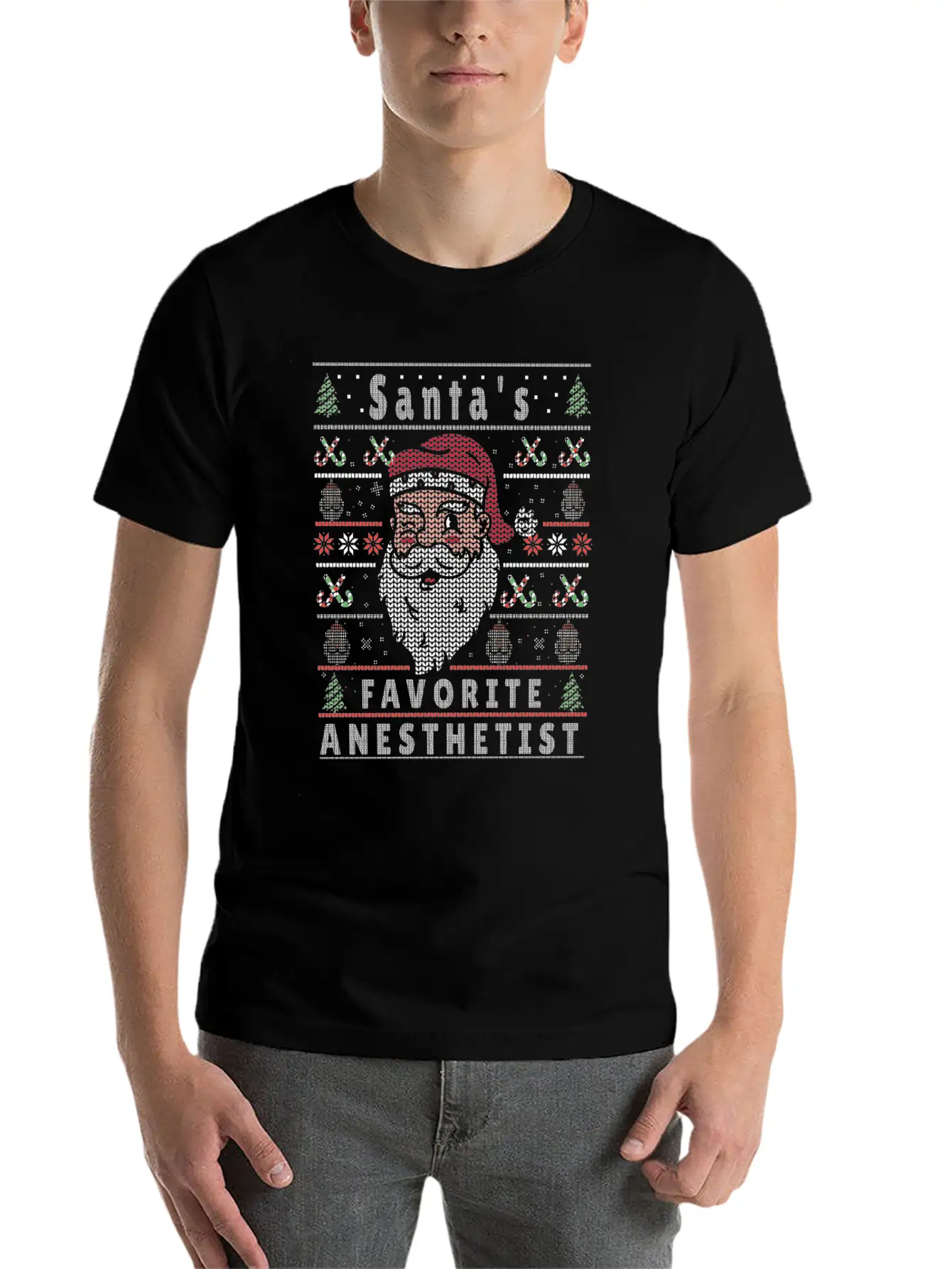 Santas XMAS Ugly Christmas Anesthetist Basic Graphic T-Shirt – Daily Comfort In Soft Cotton