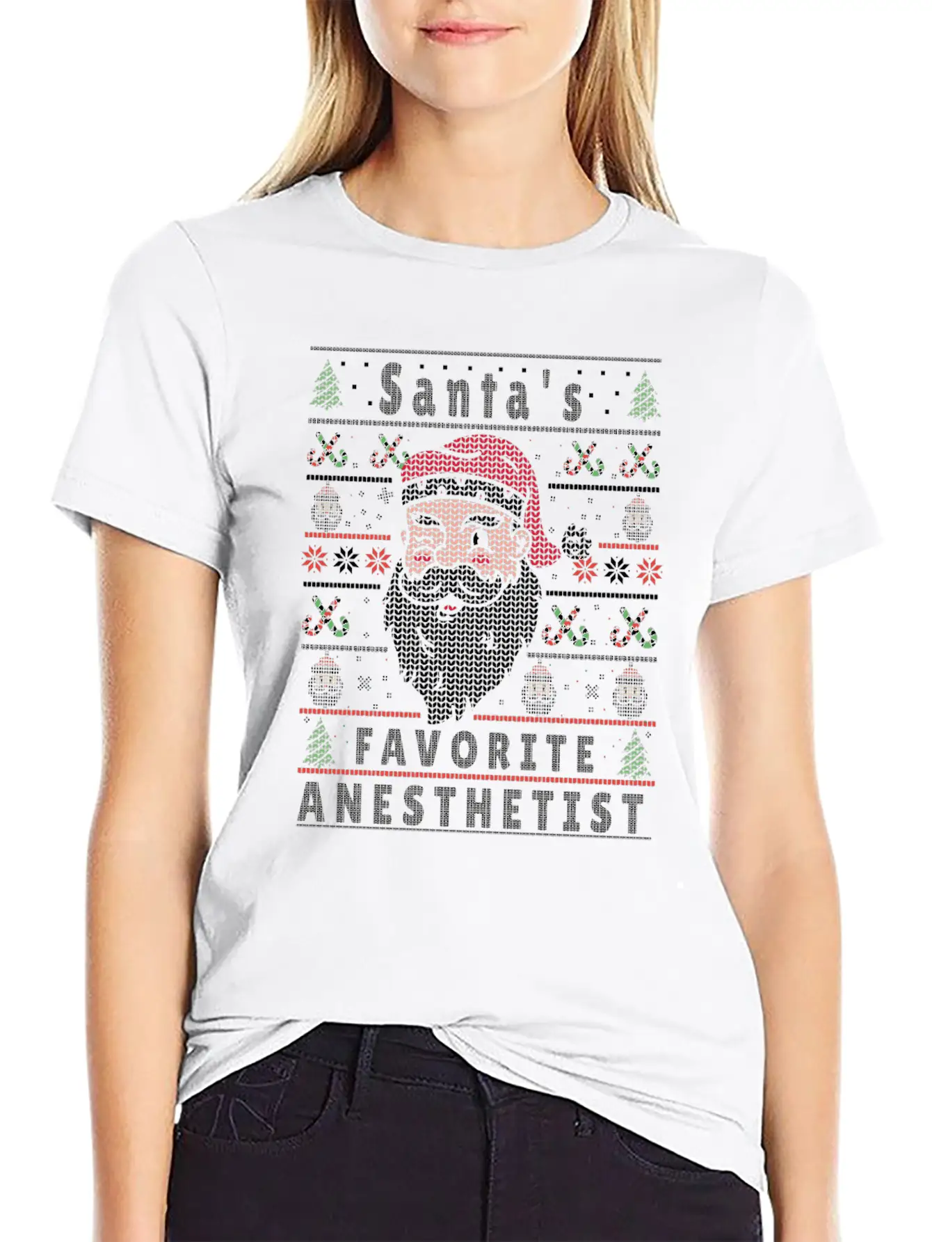 Santas XMAS Ugly Christmas Anesthetist Basic Graphic T-Shirt – Daily Comfort In Soft Cotton