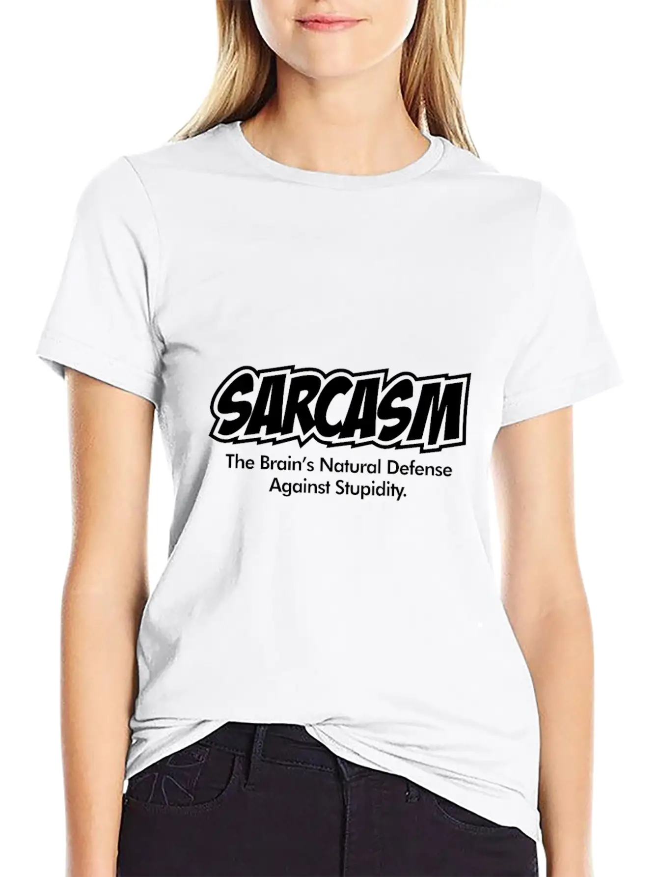 Sarcasm Funny Quote Brains Natural Defense Against Basic Graphic T-Shirt – Daily Comfort In Soft Cotton