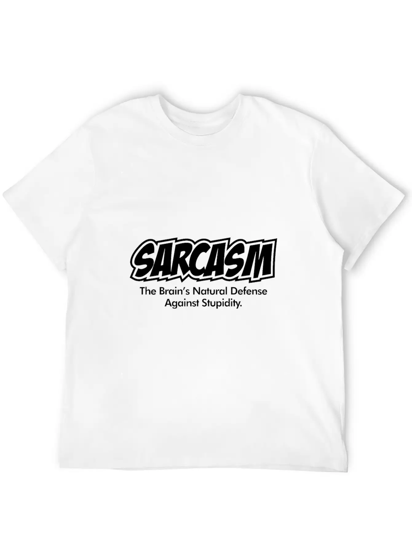 Sarcasm Funny Quote Brains Natural Defense Against Basic Graphic T-Shirt – Daily Comfort In Soft Cotton