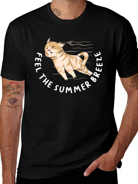 Sarcastic Cat Meme Feel The Summer Breeze Ocean Timeless Short Sleeve Tee – Comfy And Minimalist Design