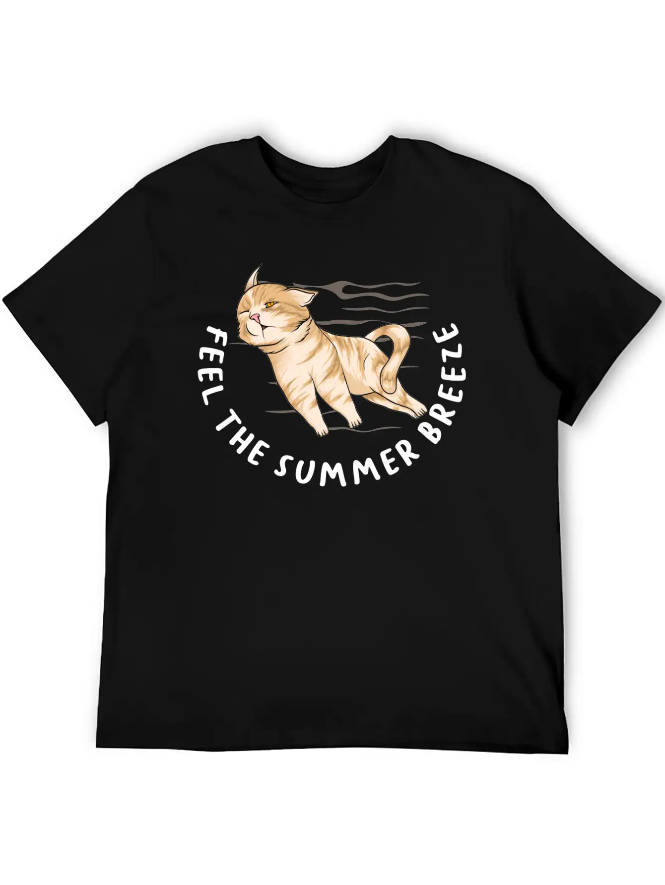 Sarcastic Cat Meme Feel The Summer Breeze Ocean Timeless Short Sleeve Tee – Comfy And Minimalist Design