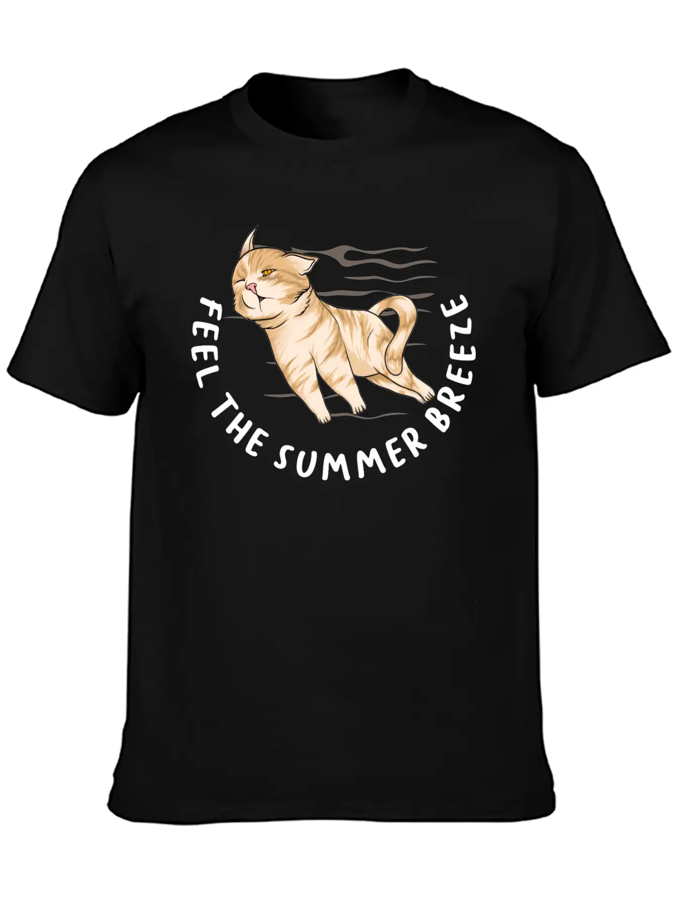 Sarcastic Cat Meme Feel The Summer Breeze Ocean Timeless Short Sleeve Tee – Comfy And Minimalist Design