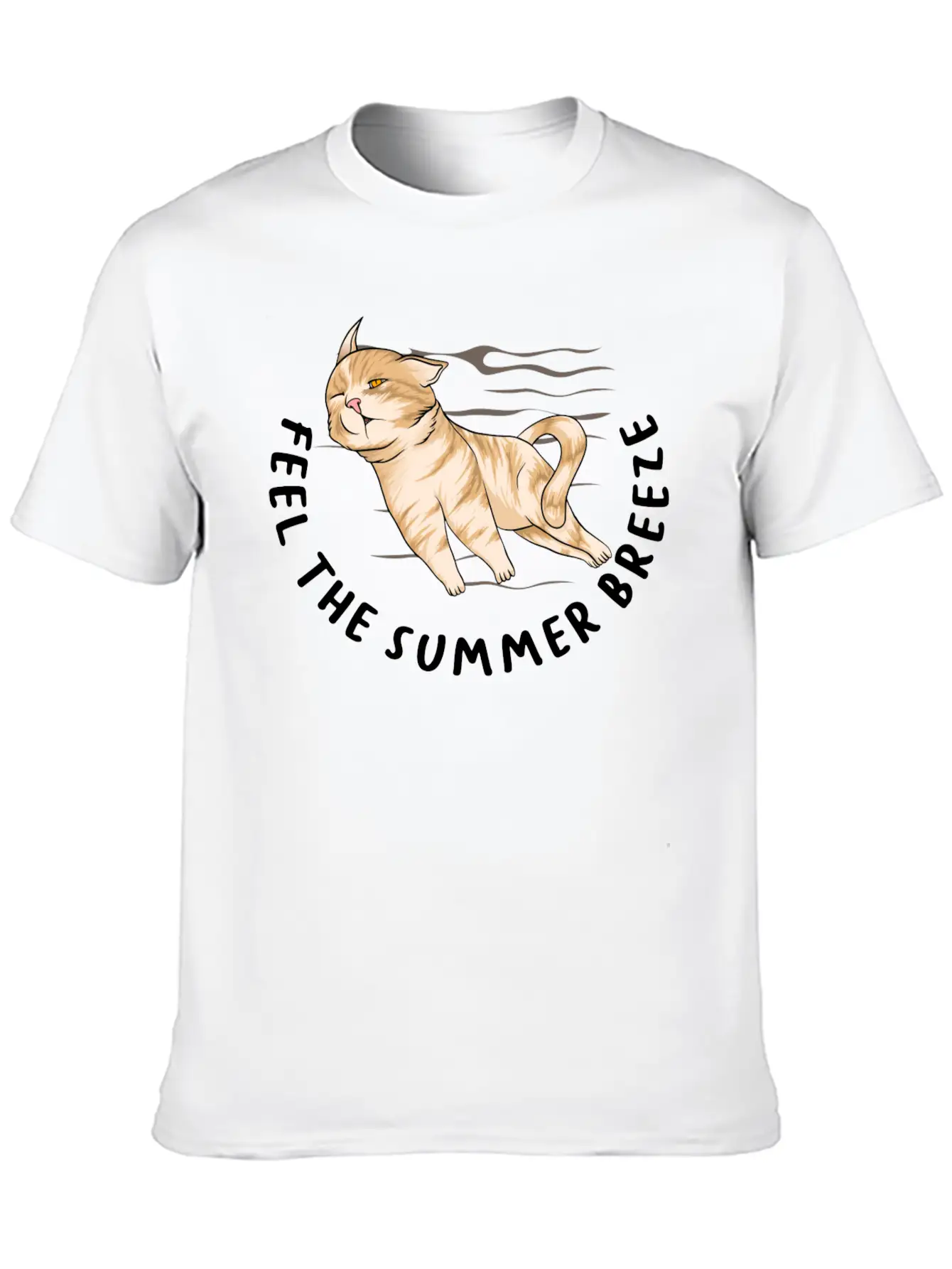 Sarcastic Cat Meme Feel The Summer Breeze Ocean Timeless Short Sleeve Tee – Comfy And Minimalist Design
