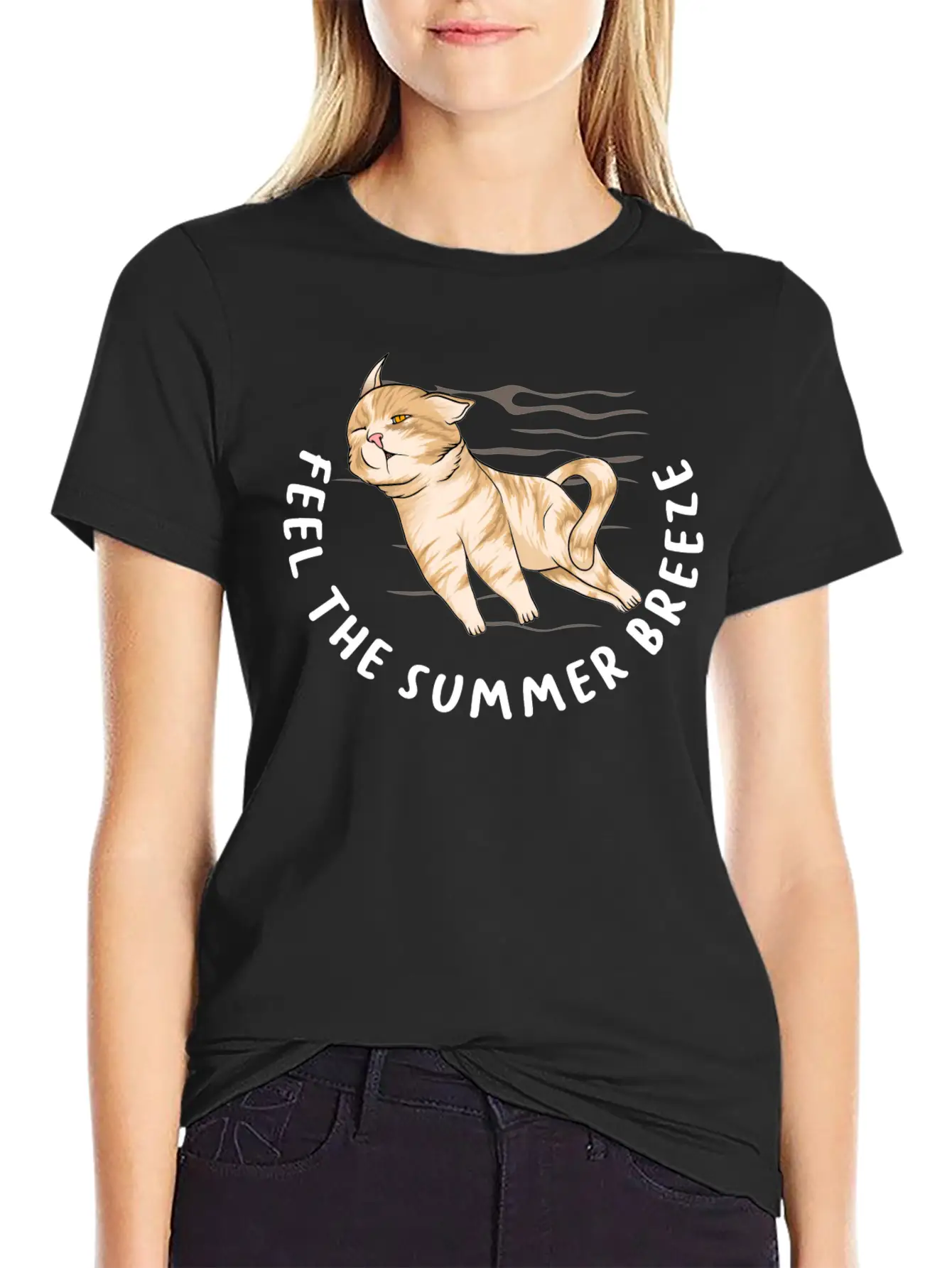 Sarcastic Cat Meme Feel The Summer Breeze Ocean Timeless Short Sleeve Tee – Comfy And Minimalist Design