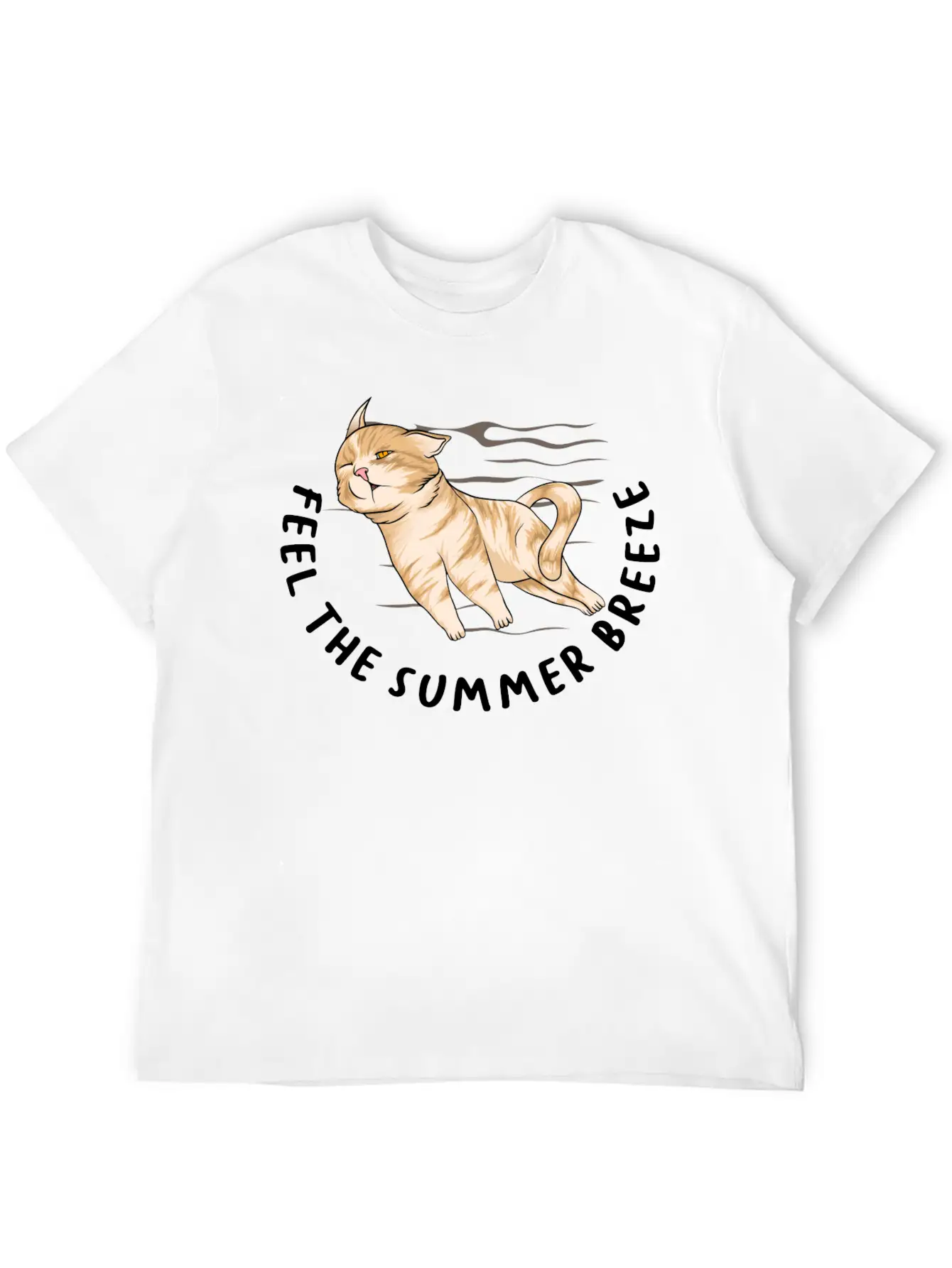 Sarcastic Cat Meme Feel The Summer Breeze Ocean Timeless Short Sleeve Tee – Comfy And Minimalist Design