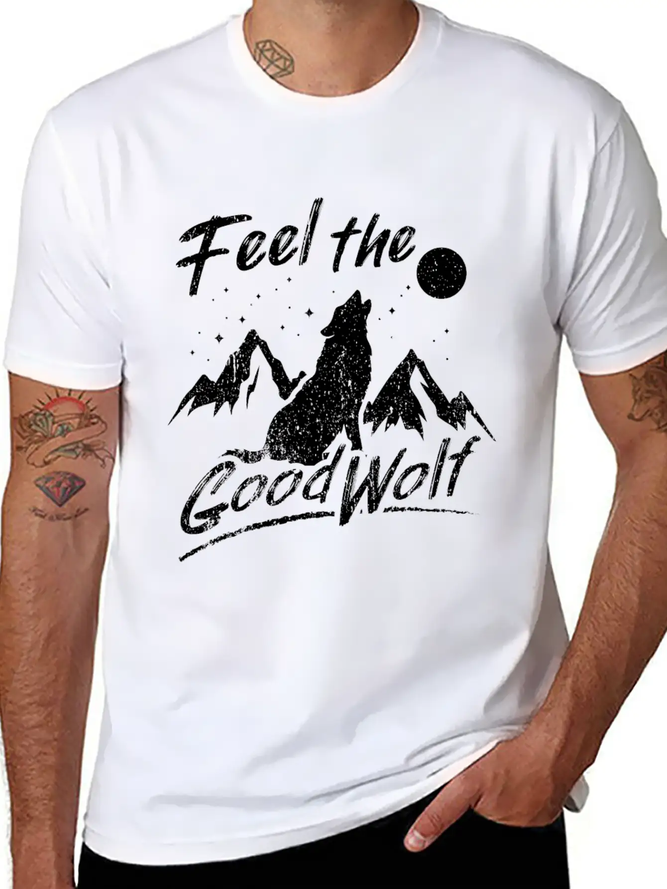 Sarcastic Wolf Design Quote Feed The Good Wolf Comfortable Minimalist Graphic Tee – Summer Style Essential