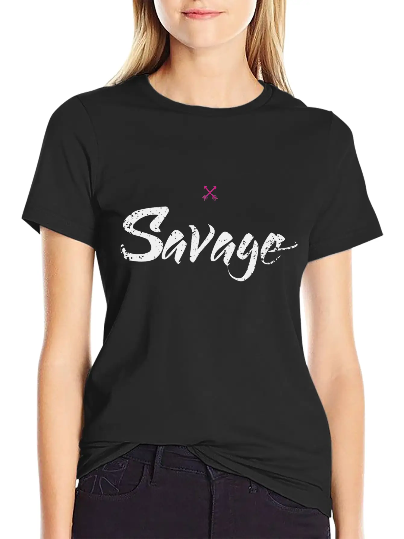 Savage Black Text Unisex Short Sleeve Soft Cotton T-Shirt – Casual Everyday Wear