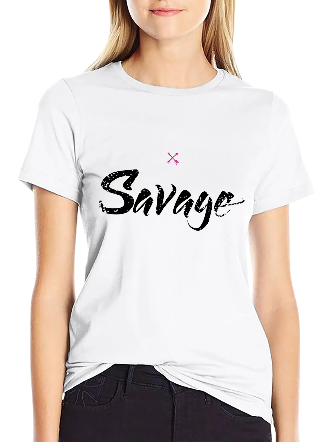 Savage Black Text Unisex Short Sleeve Soft Cotton T-Shirt – Casual Everyday Wear