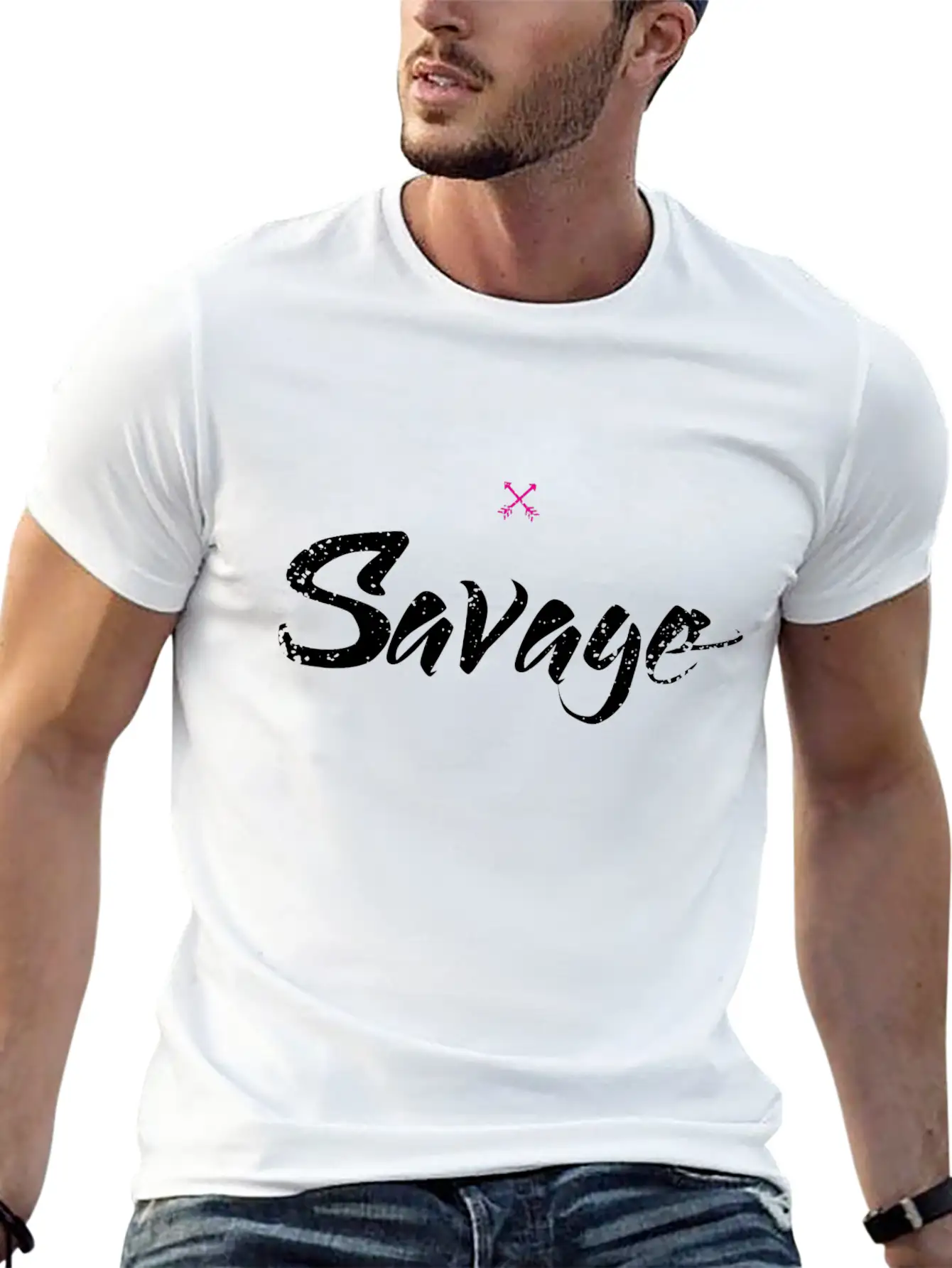 Savage Black Text Unisex Short Sleeve Soft Cotton T-Shirt – Casual Everyday Wear