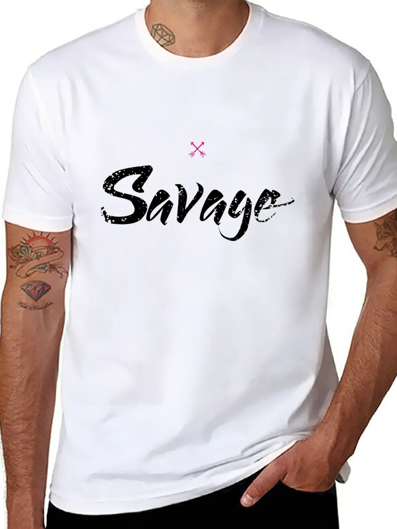 Savage Black Text Unisex Short Sleeve Soft Cotton T-Shirt – Casual Everyday Wear