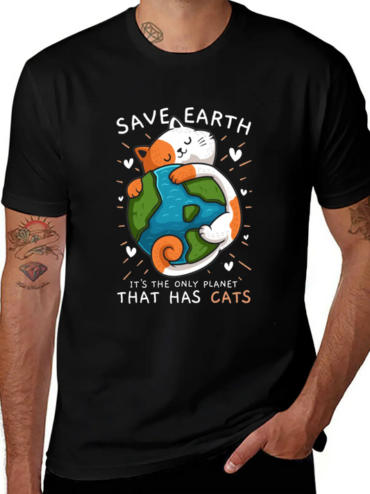 Save Earth It'S The Only Planet That Has Cats Envi Stylish Everyday T-Shirt – Unisex Basic Cotton Tee