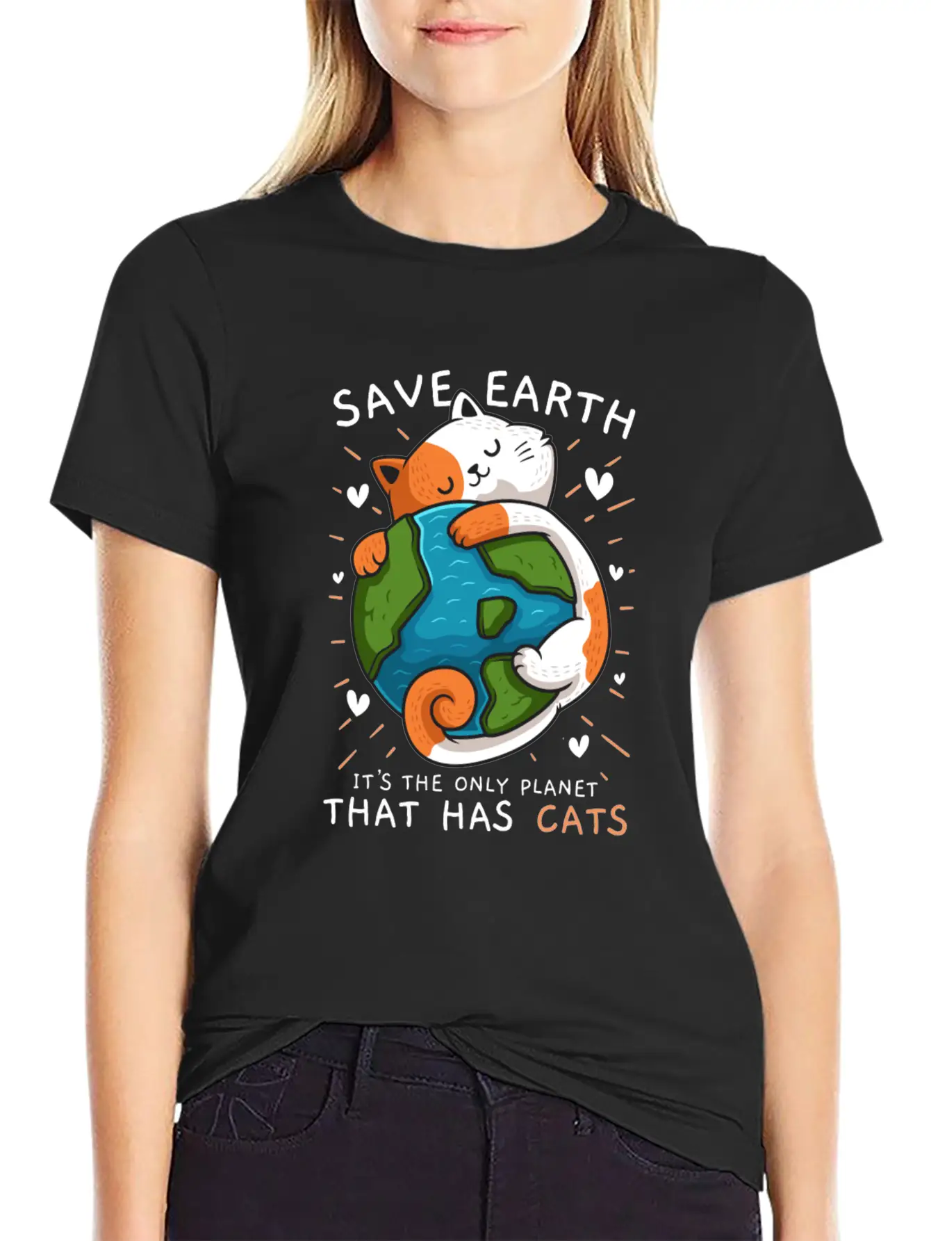Save Earth It'S The Only Planet That Has Cats Envi Stylish Everyday T-Shirt – Unisex Basic Cotton Tee