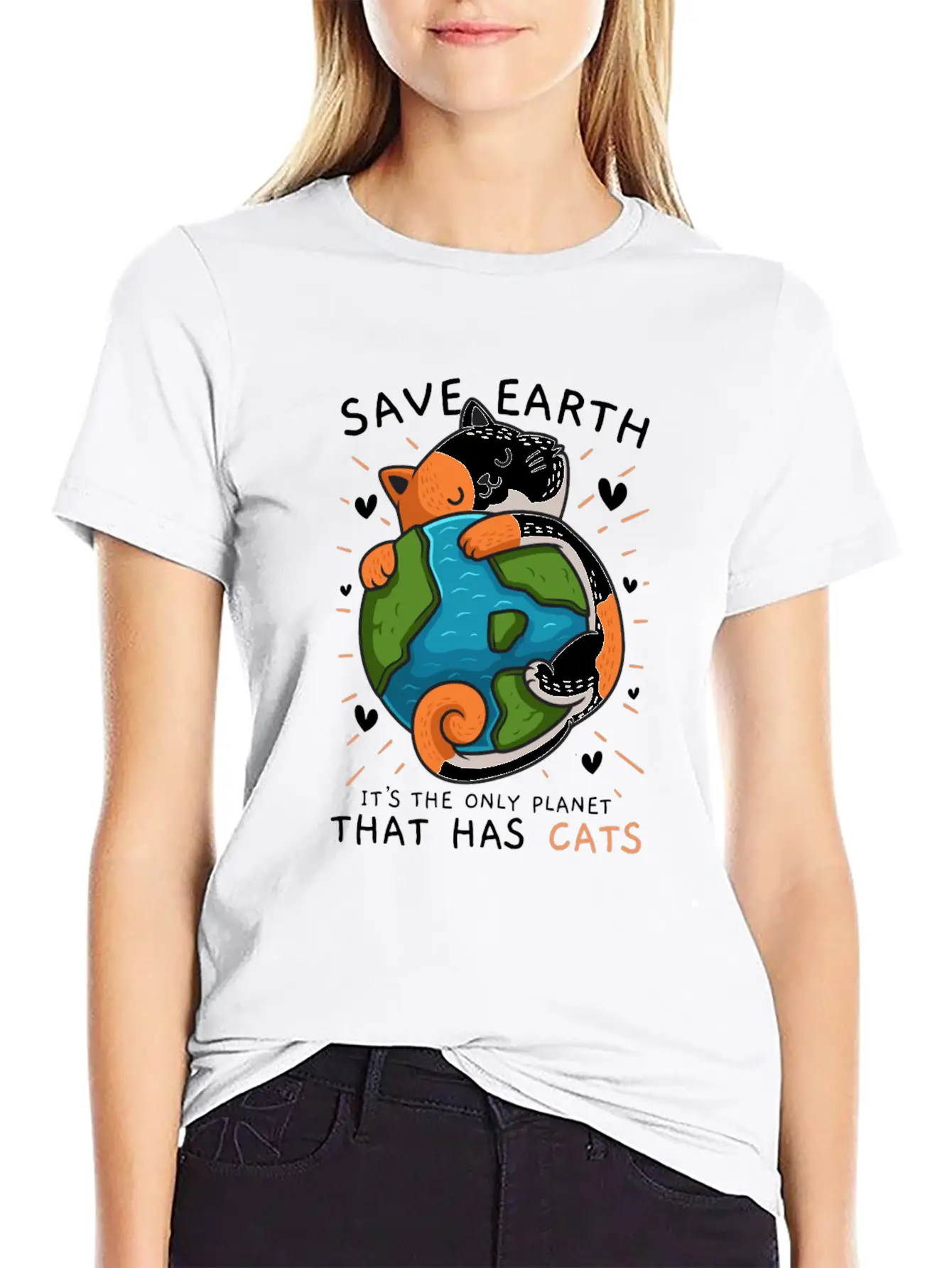 Save Earth It'S The Only Planet That Has Cats Envi Stylish Everyday T-Shirt – Unisex Basic Cotton Tee